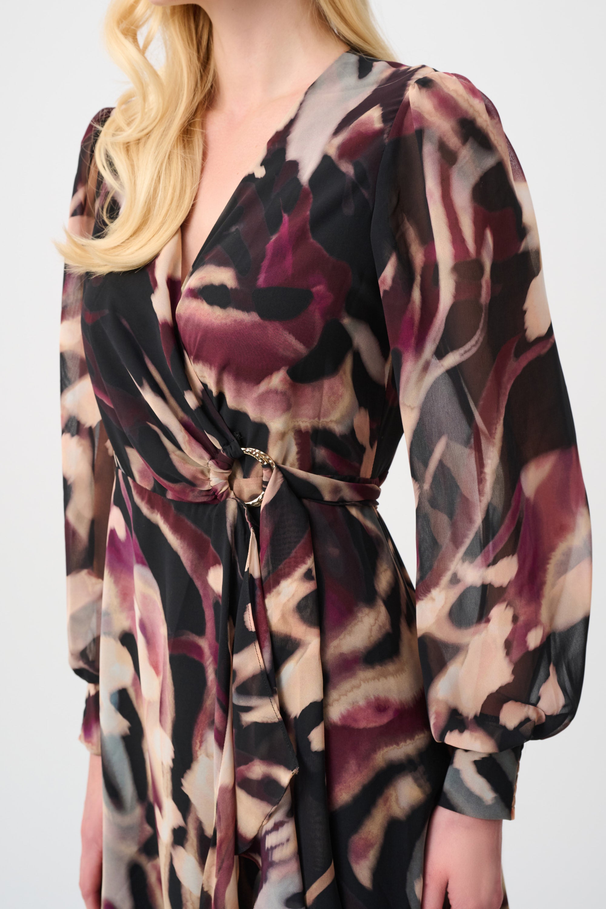 Chiffon Printed Fit and Flare Wrap Dress 263739