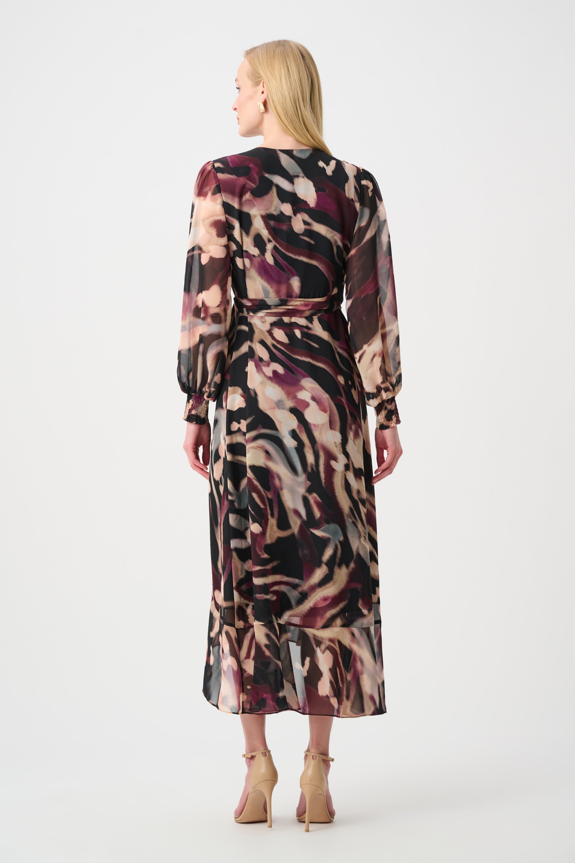 Chiffon Printed Fit and Flare Wrap Dress 263739