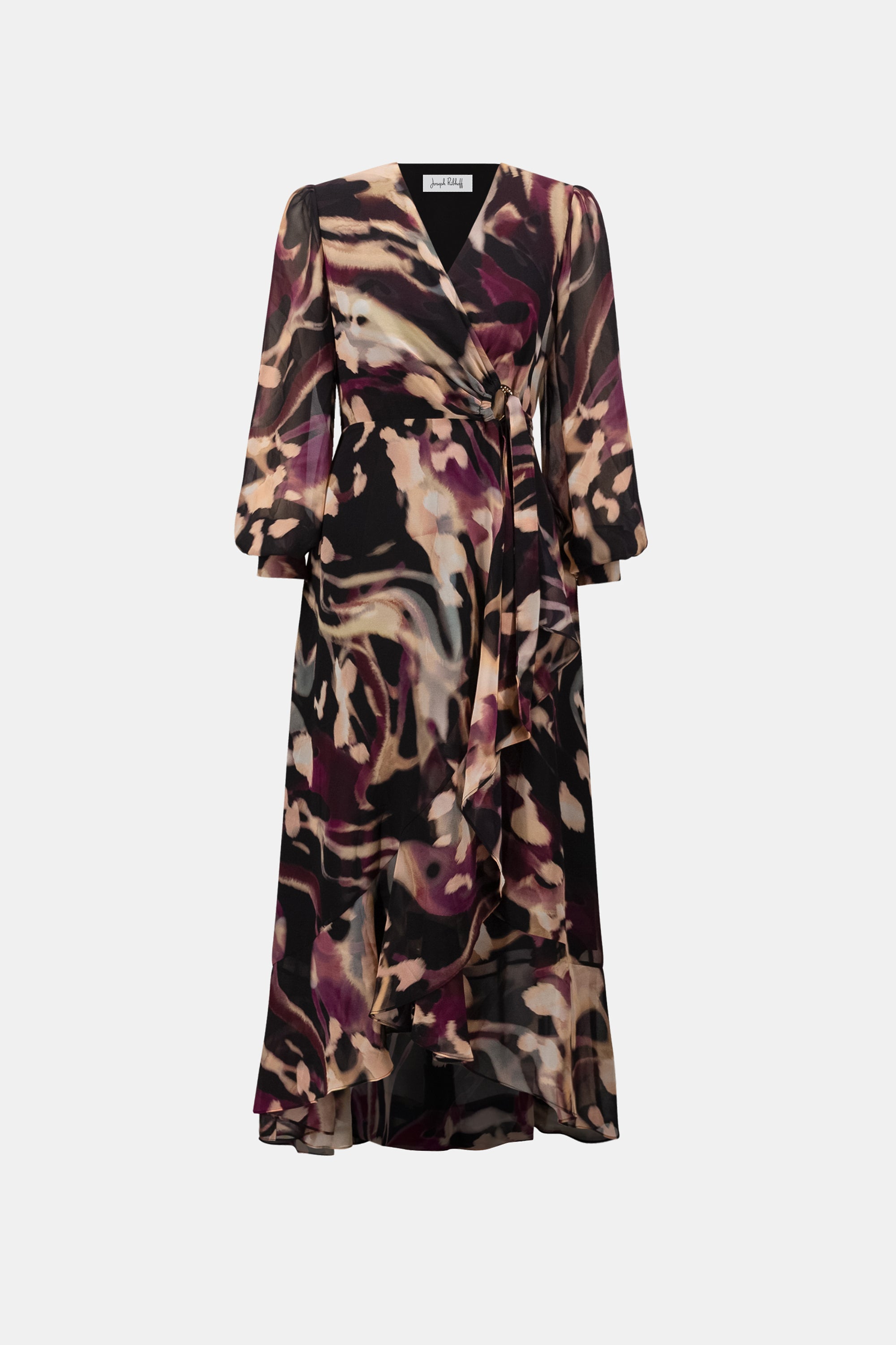 Chiffon Printed Fit and Flare Wrap Dress 263739