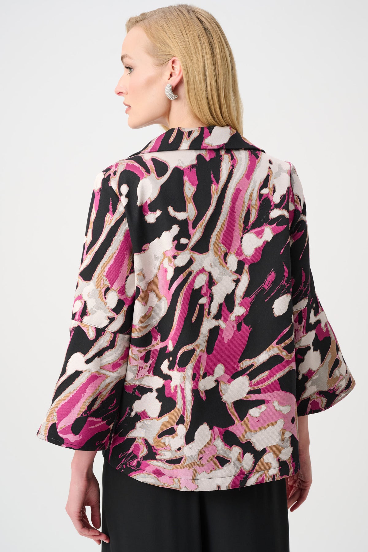 Jacquard Abstract Print Trapeze Jacket 263759
