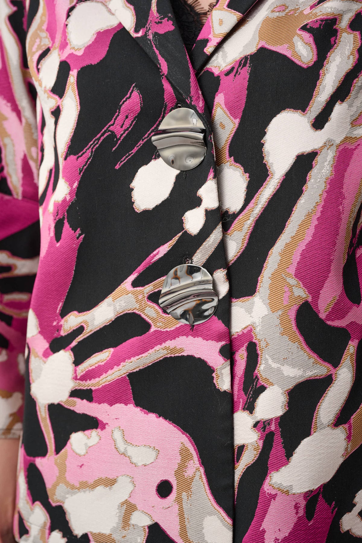 Jacquard Abstract Print Trapeze Jacket 263759