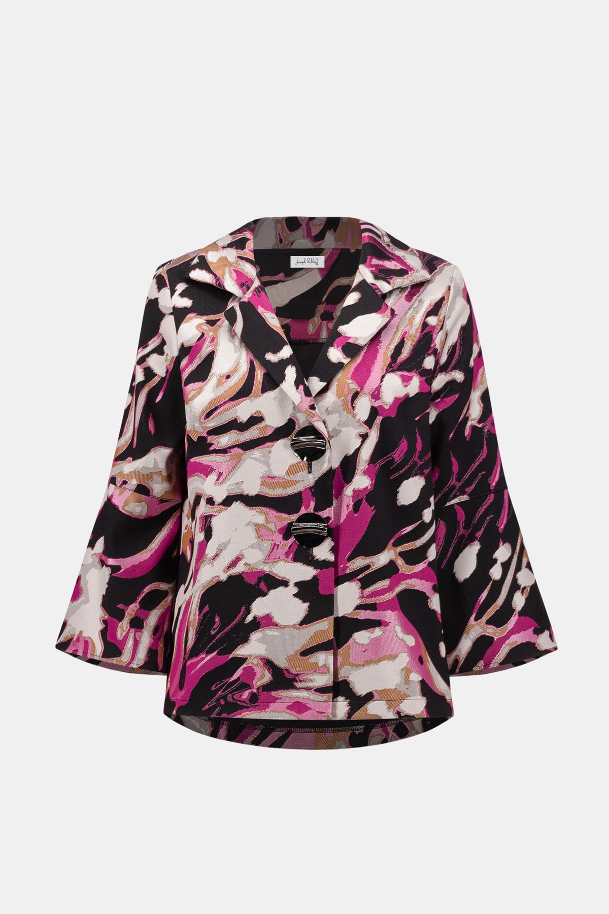 Jacquard Abstract Print Trapeze Jacket 263759