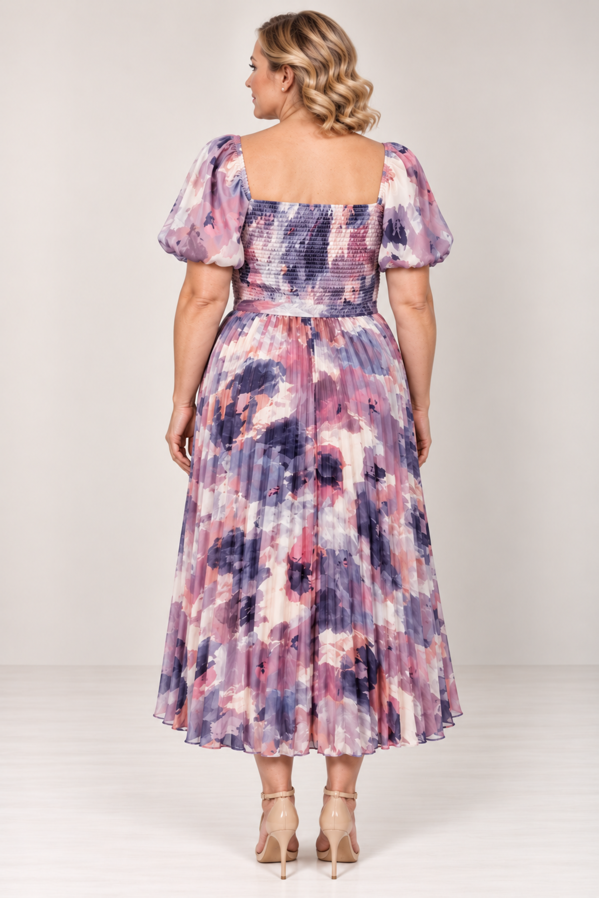 Stretch Pleated Midi Dress 224349