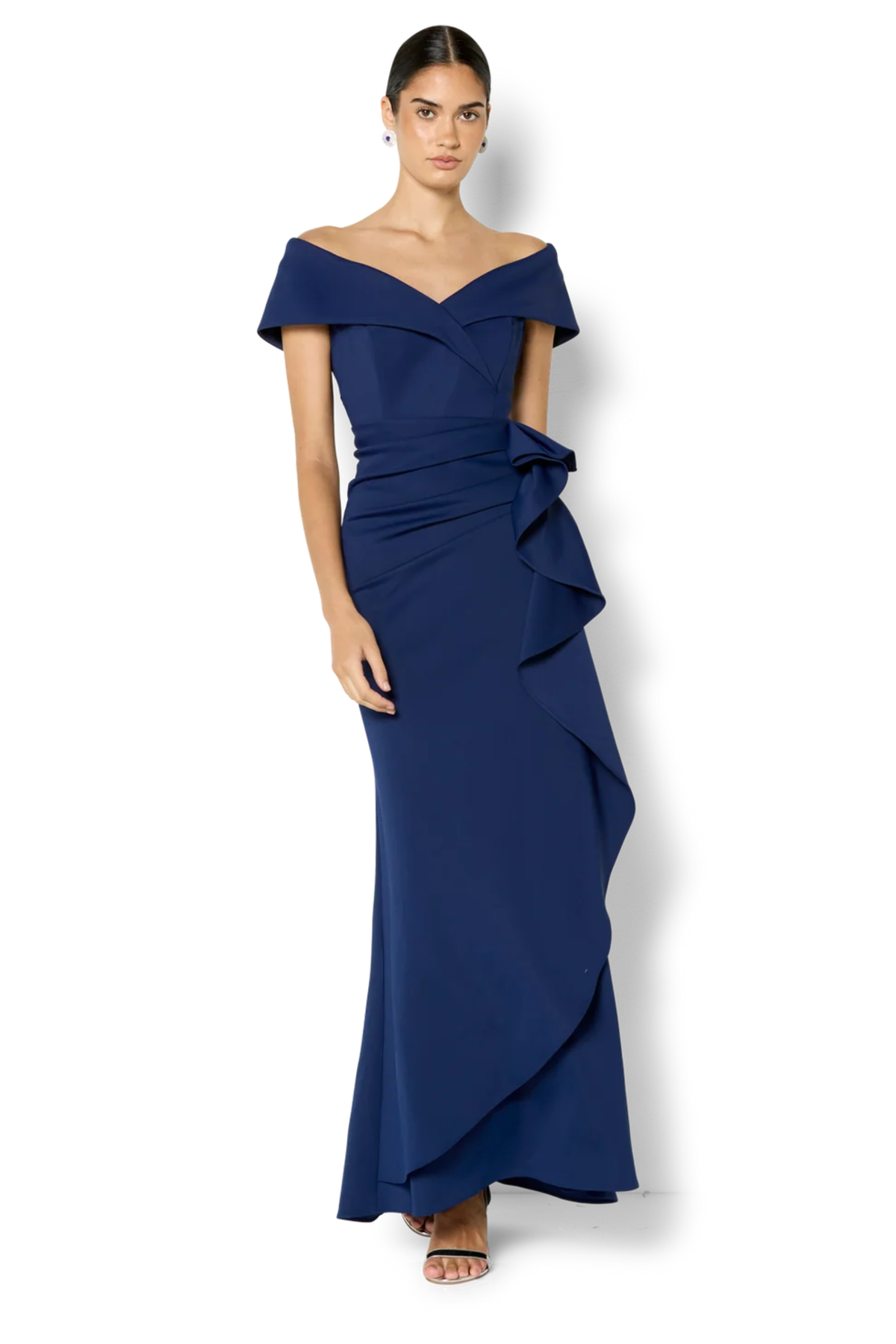 Delana Navy Off Shoulder Gown