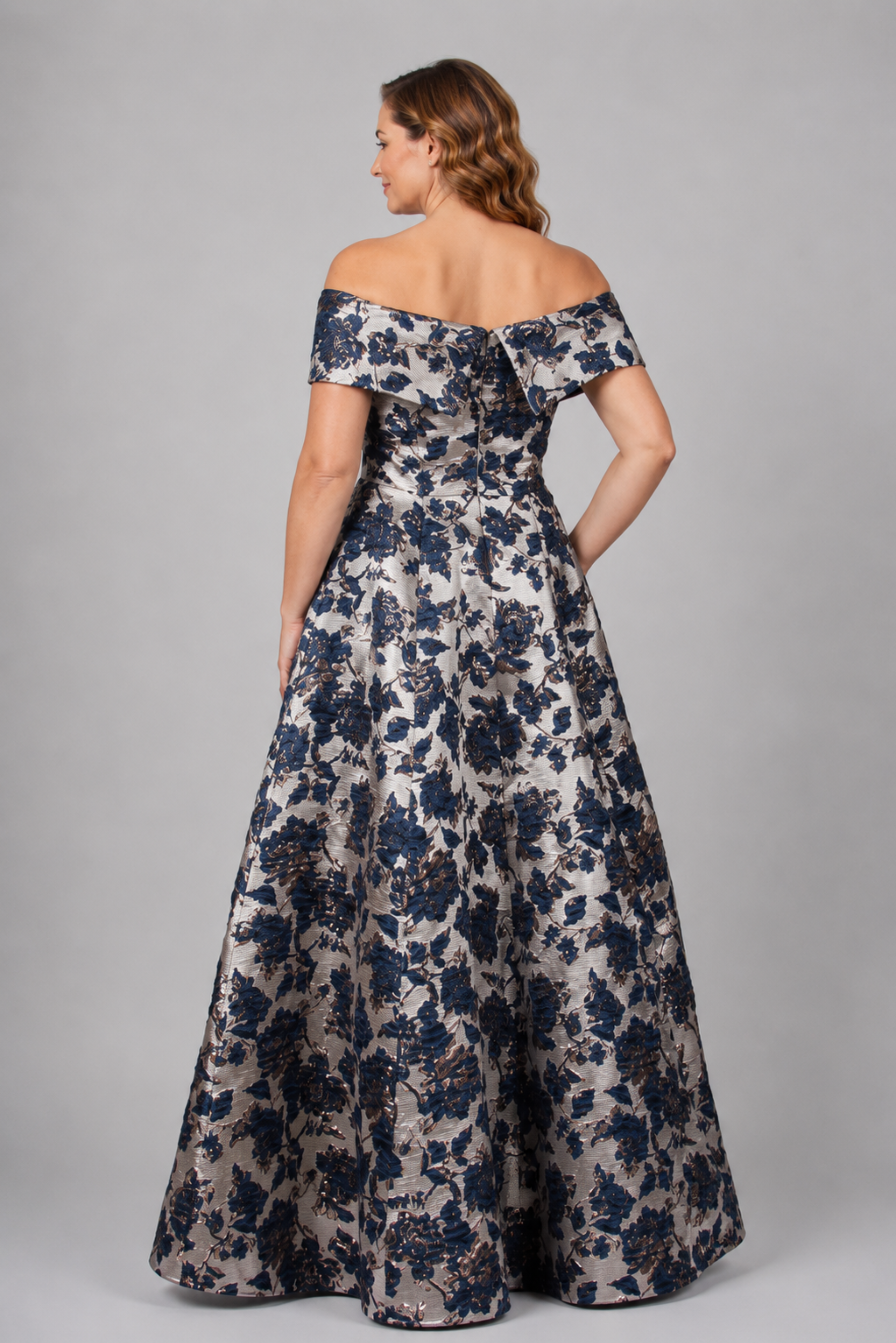 Off Shoulder Brocade Ballgown 225389
