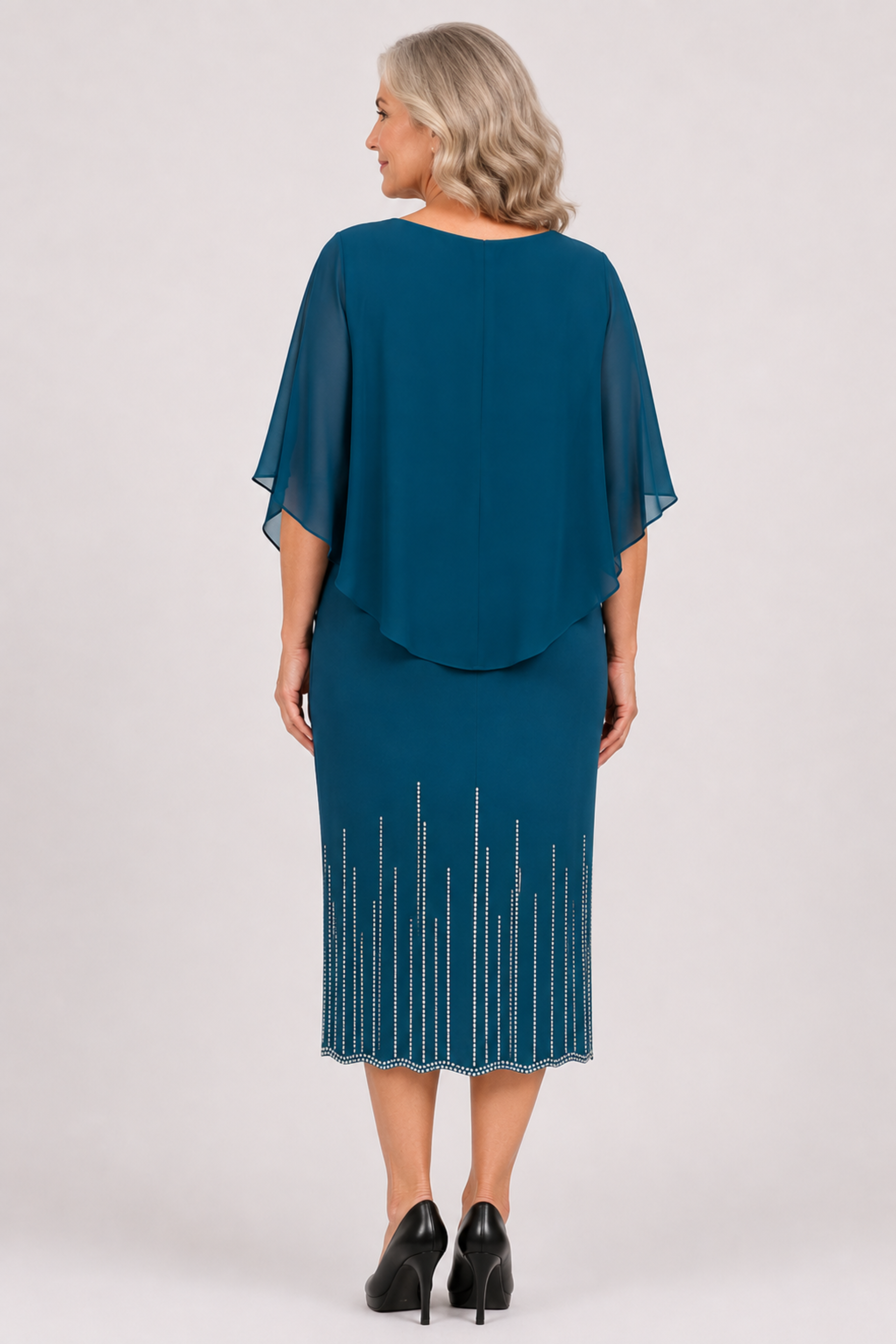 Chiffon Overlay Dress with Rhinestone 216072