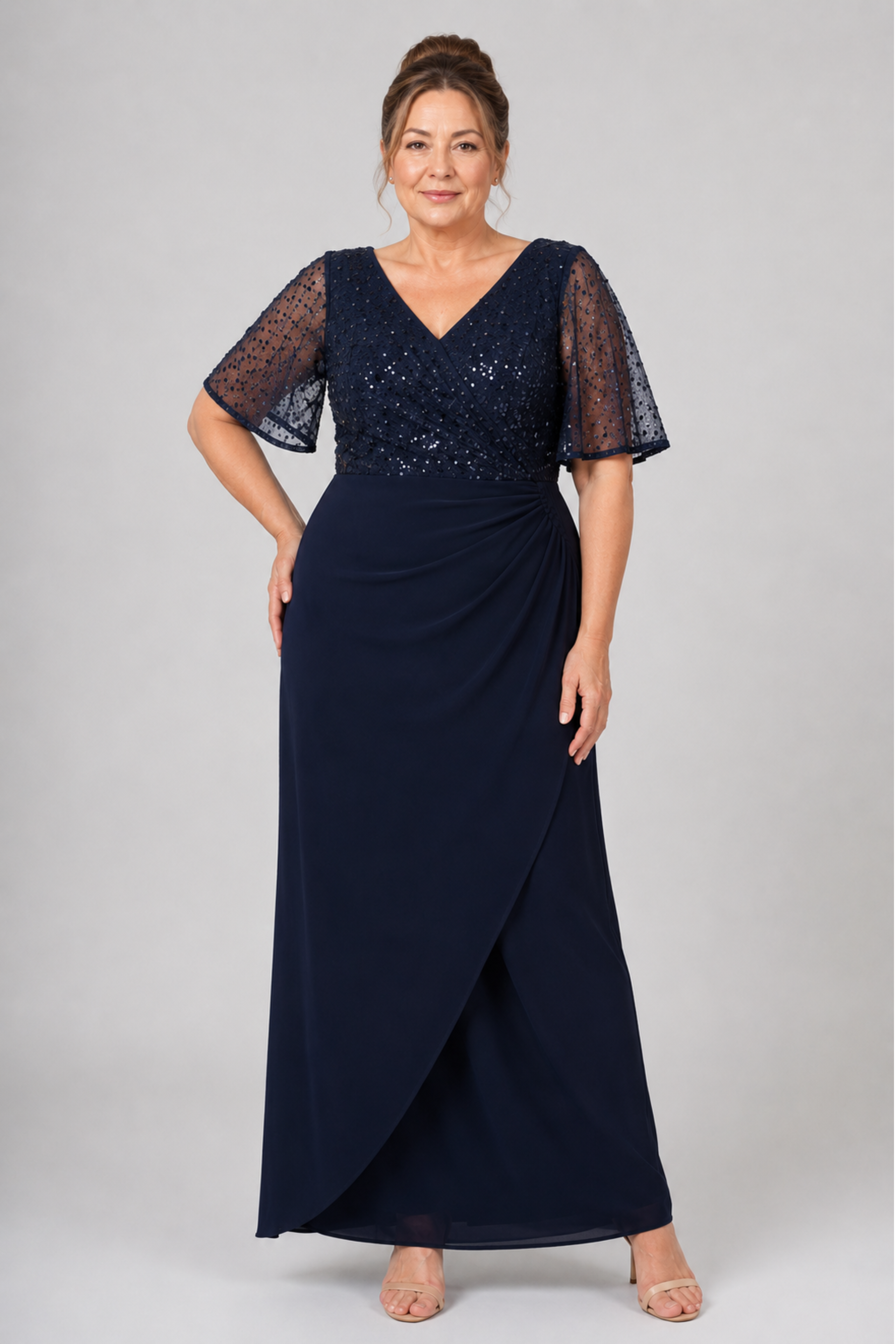 Sequin Bodice Jersey Maxi Dress 225240