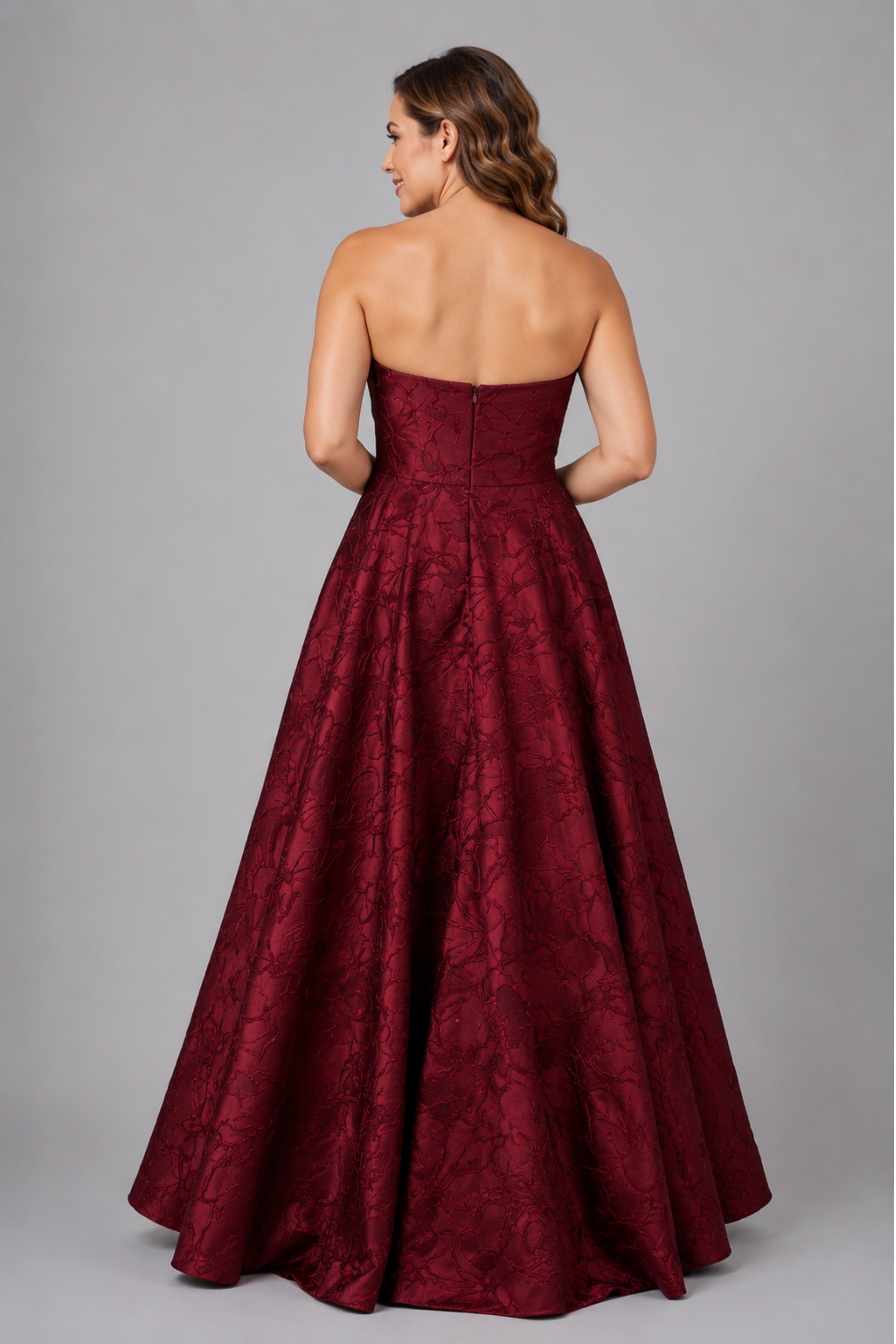 Embossed Strapless Ball Gown 218481