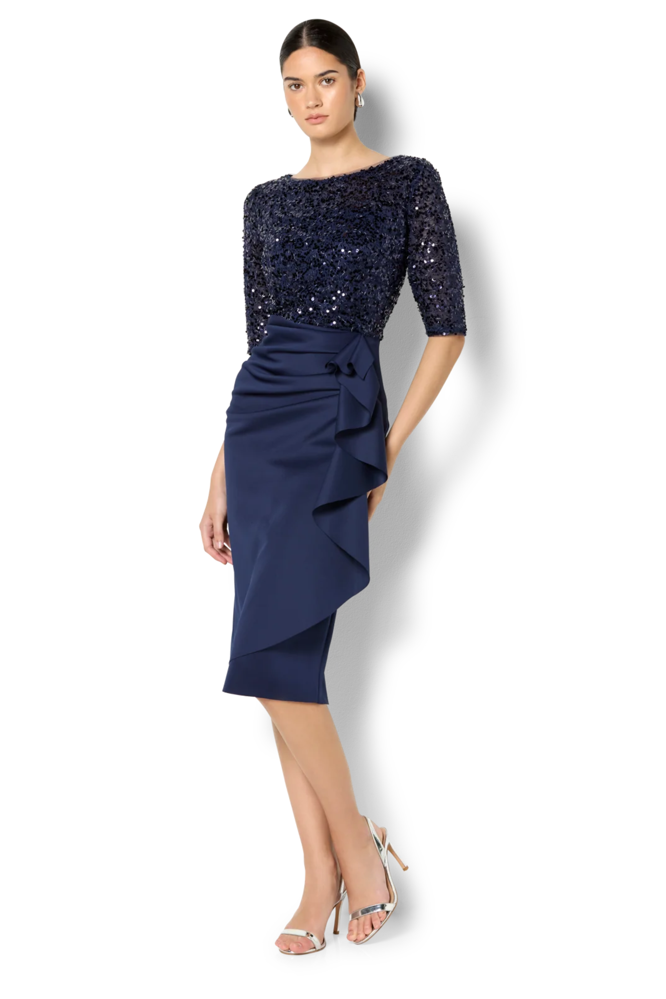 Reeva Navy Sequin Cocktail Dress