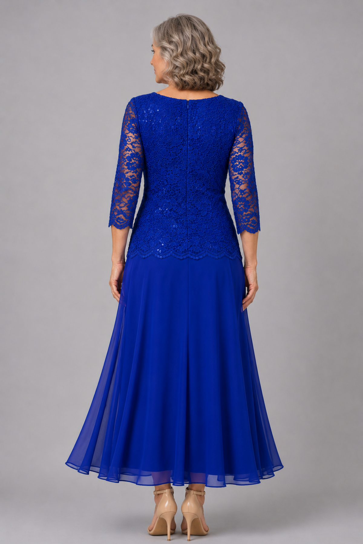 Sequin Lace & Chiffon Layered Dress JH0459