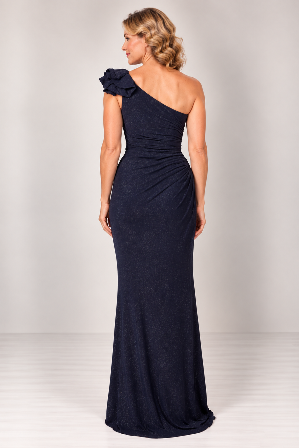 One Shoulder Ruffle Gown 223279