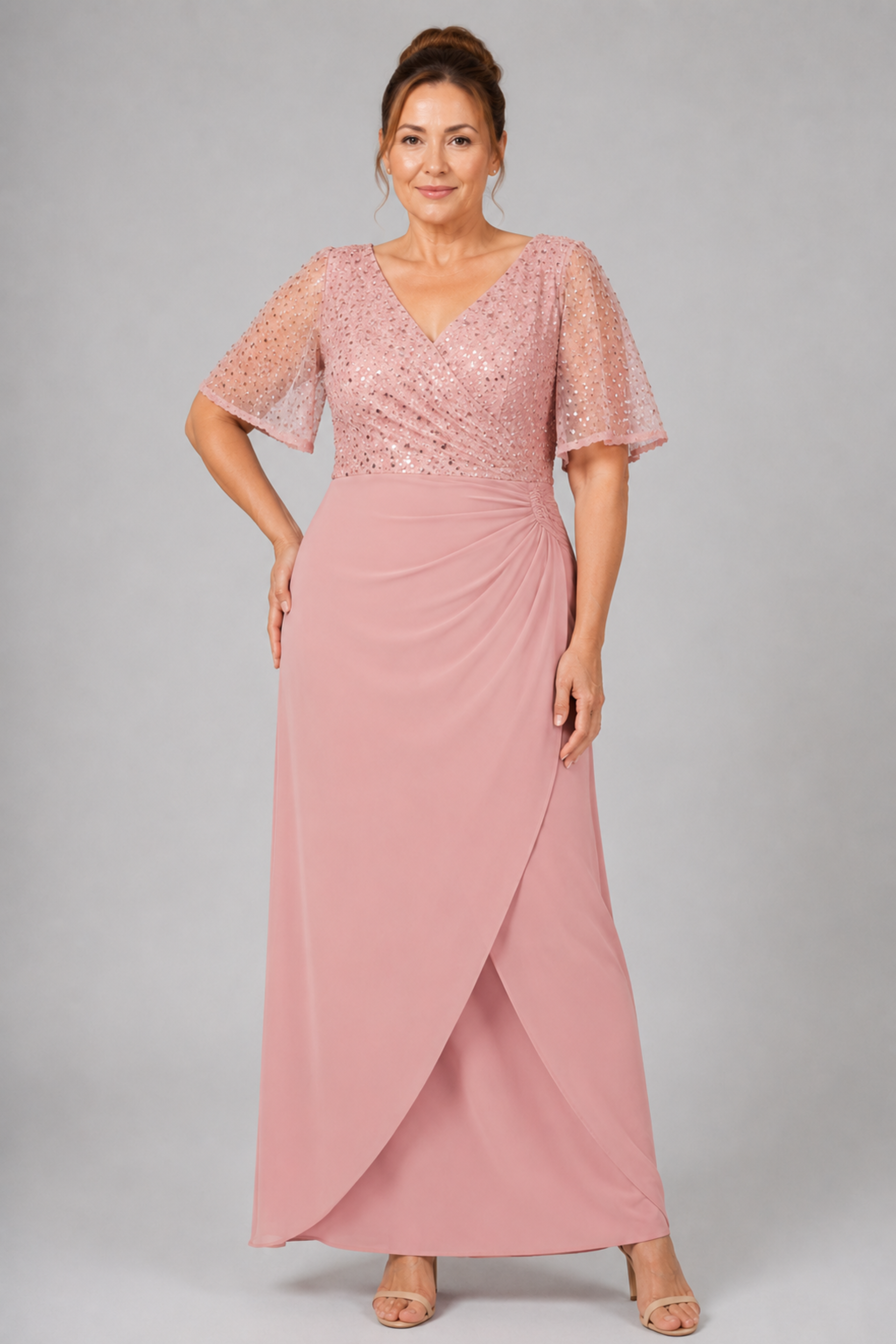 Sequin Bodice Jersey Maxi Dress 225240
