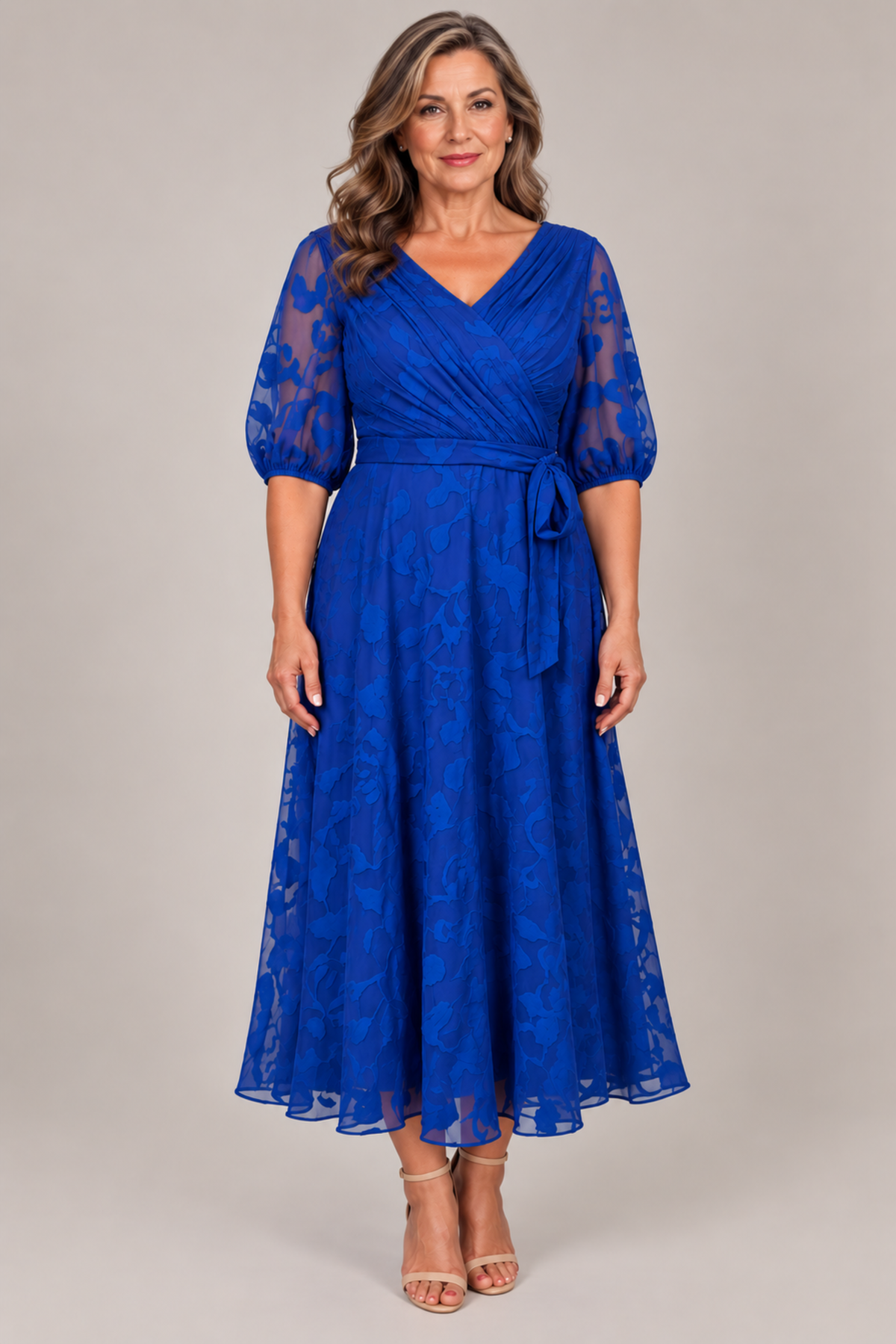 Flora Short Sleeve Midi Dress 225502