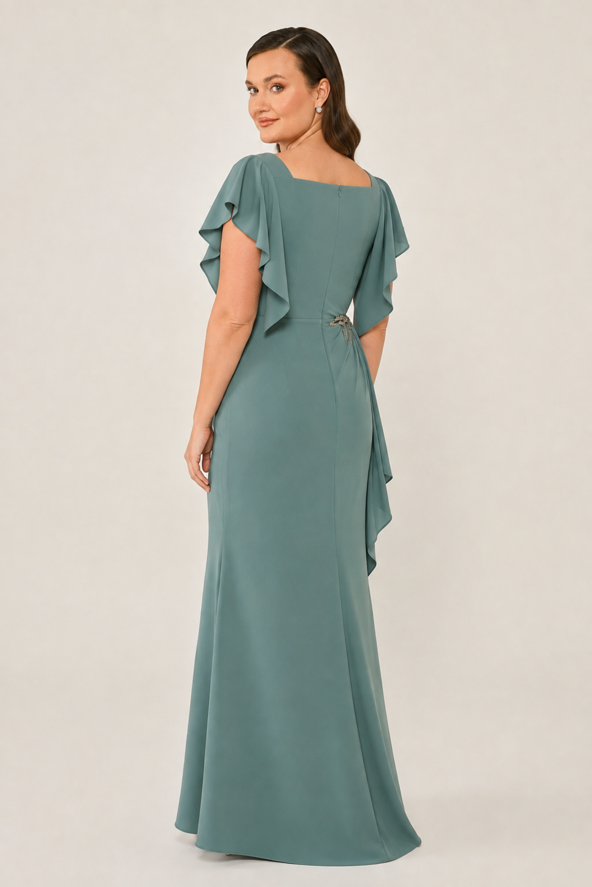Flutter Sleeve Embellished Gown 6884