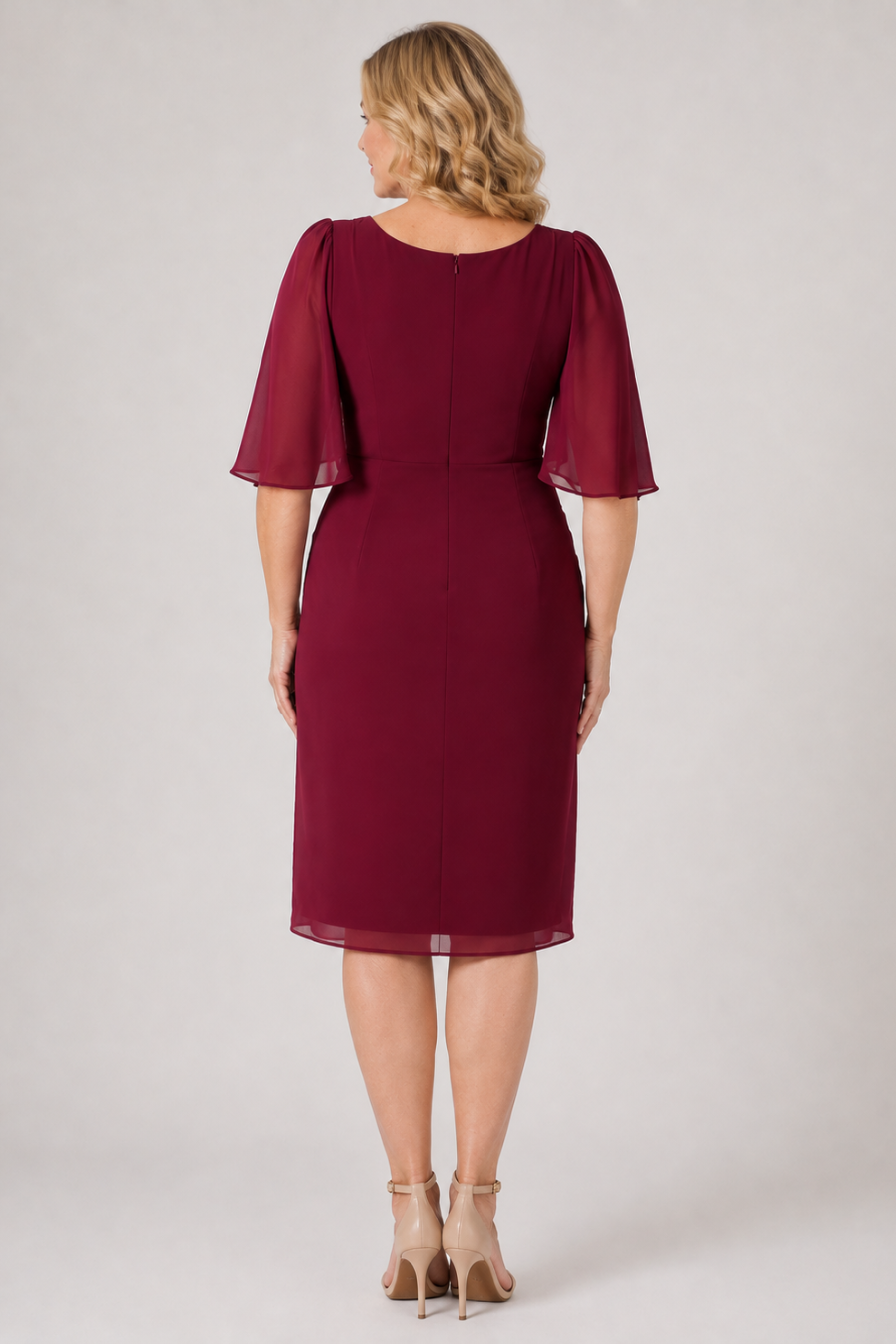 Short Sleeve Drape Chiffon Dress 225327