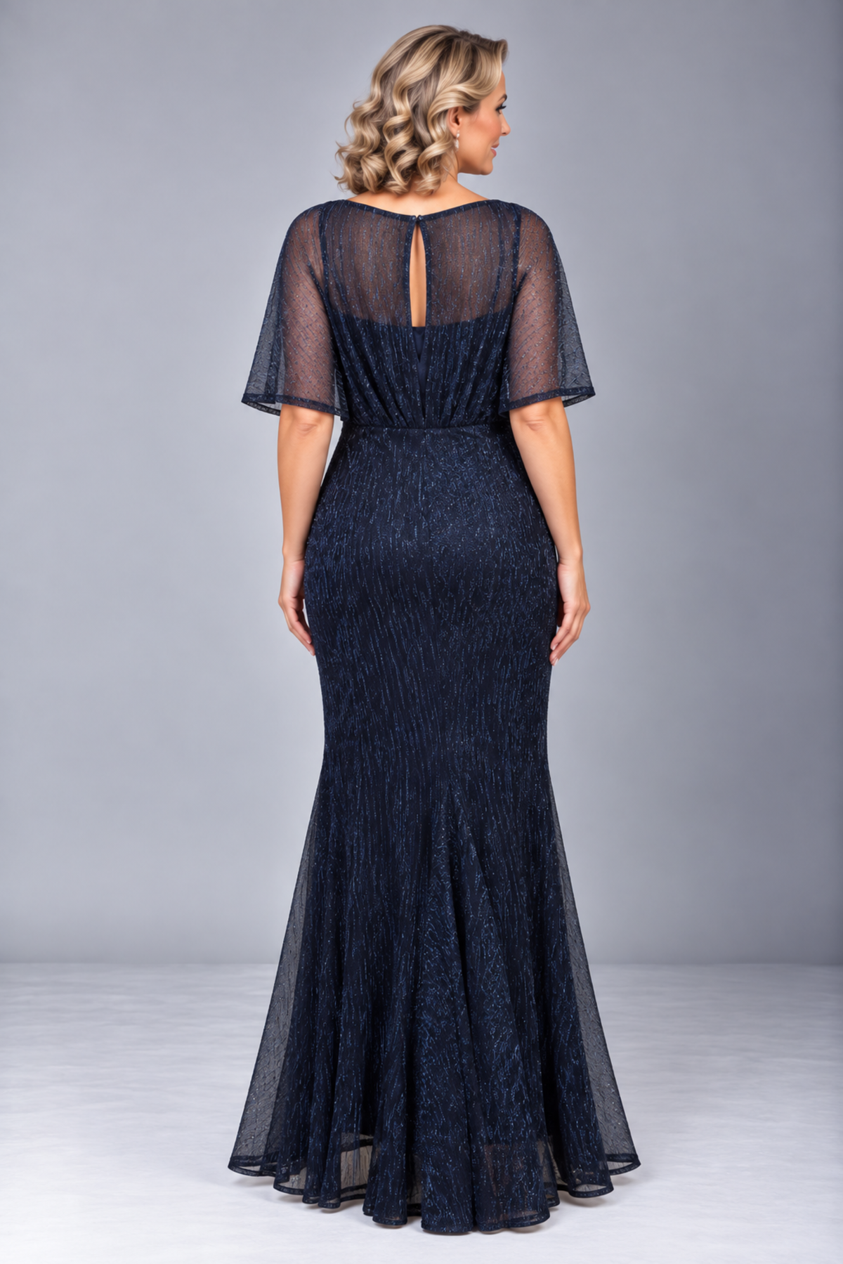 Bat-sleeve Glitter Gown 223301