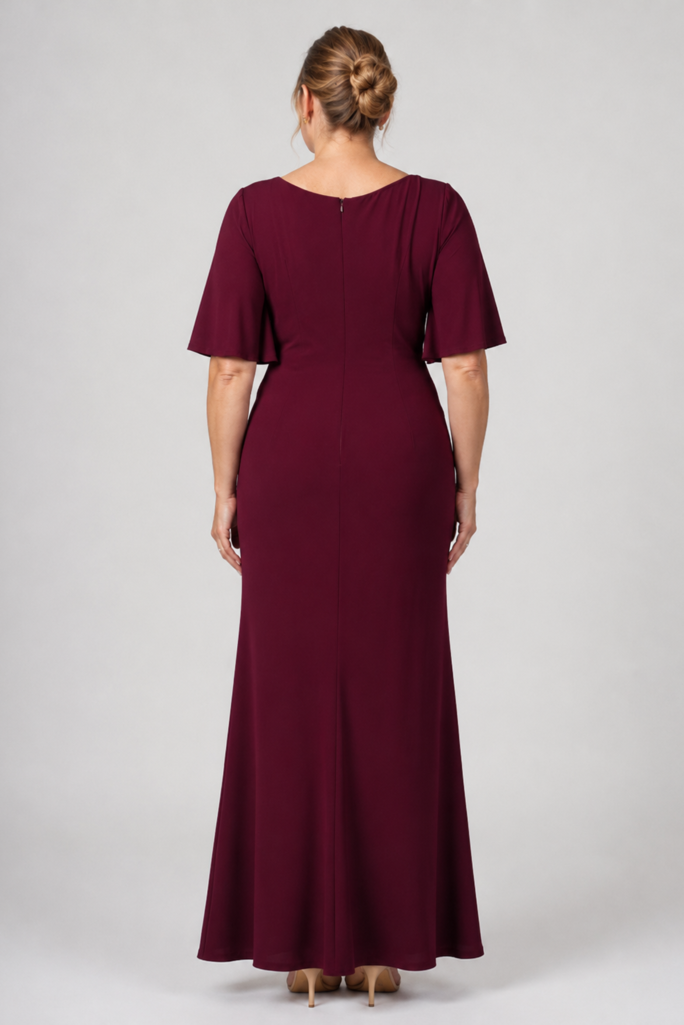 Flutter Sleeve Jersey Ruffle Maxi Dress 225456