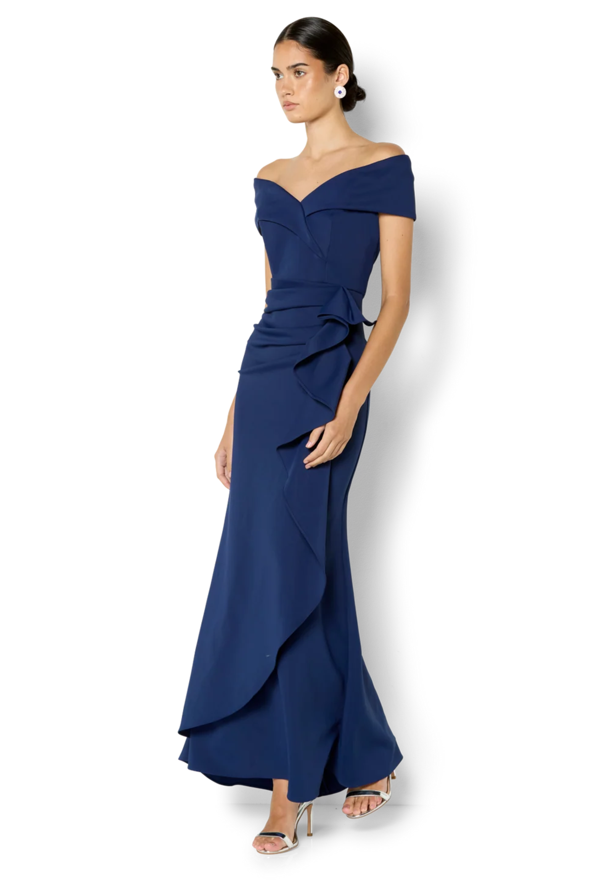 Delana Navy Off Shoulder Gown