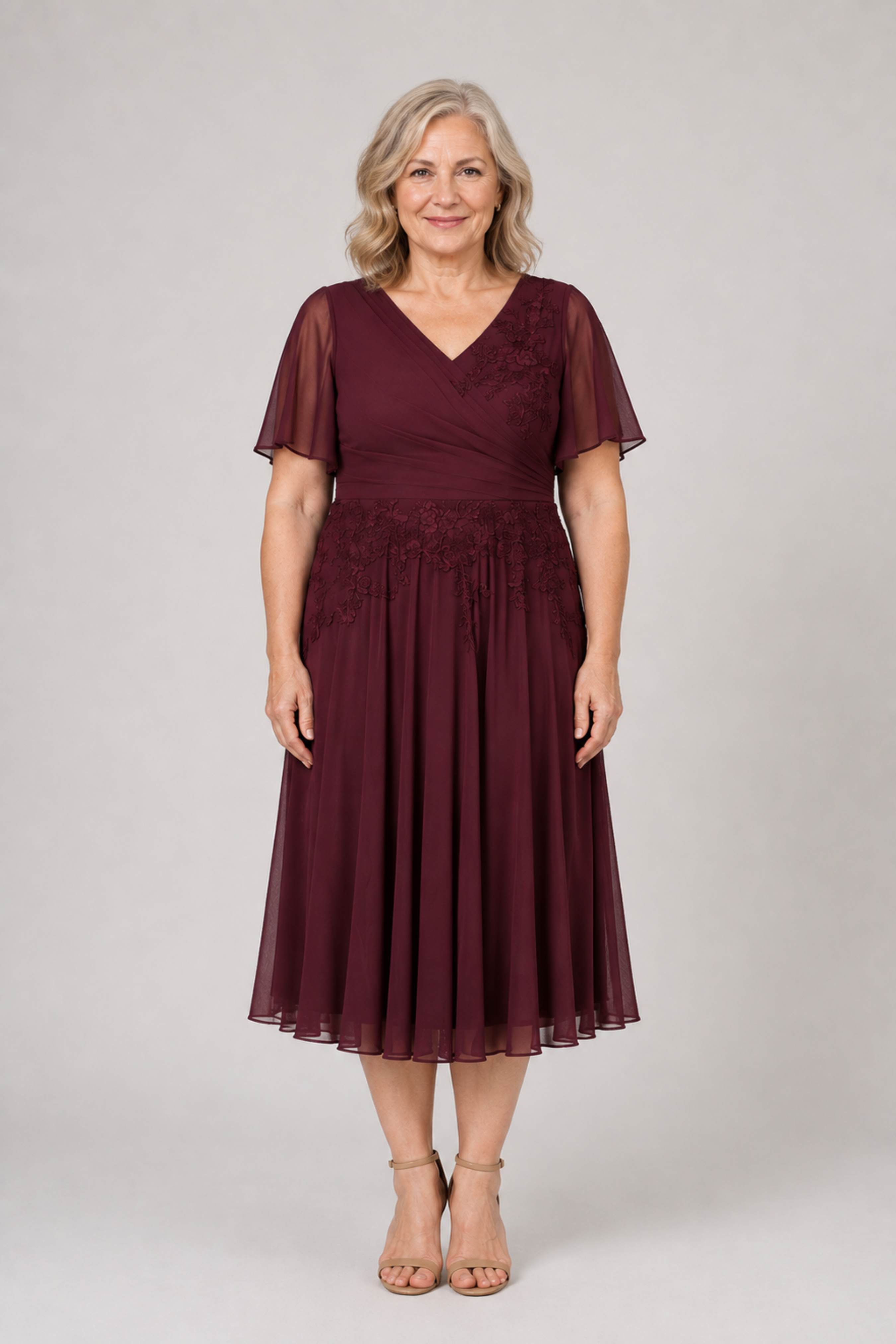 Lace Emroidered Flutter Skirt Dress 223395