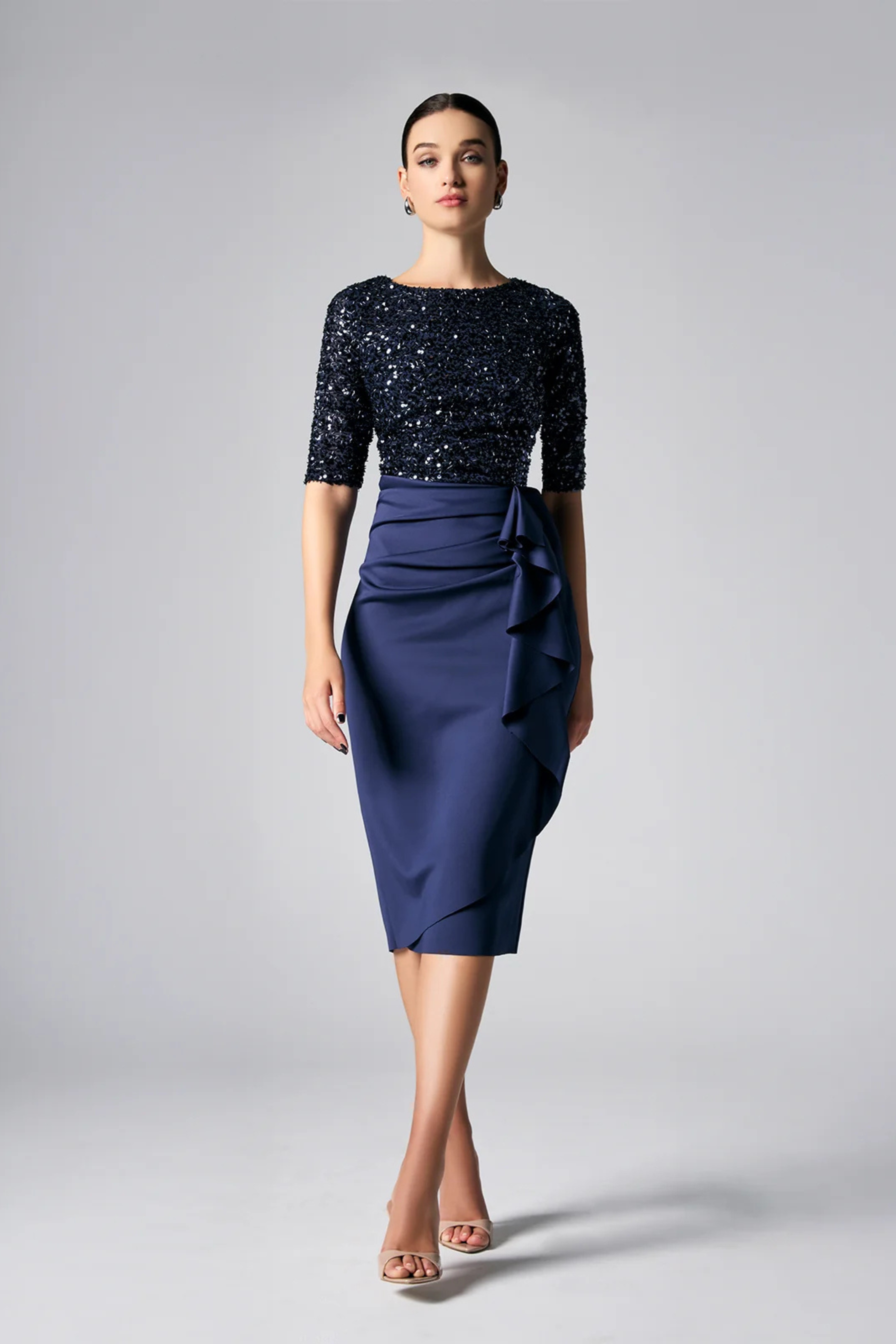 Reeva Navy Sequin Cocktail Dress