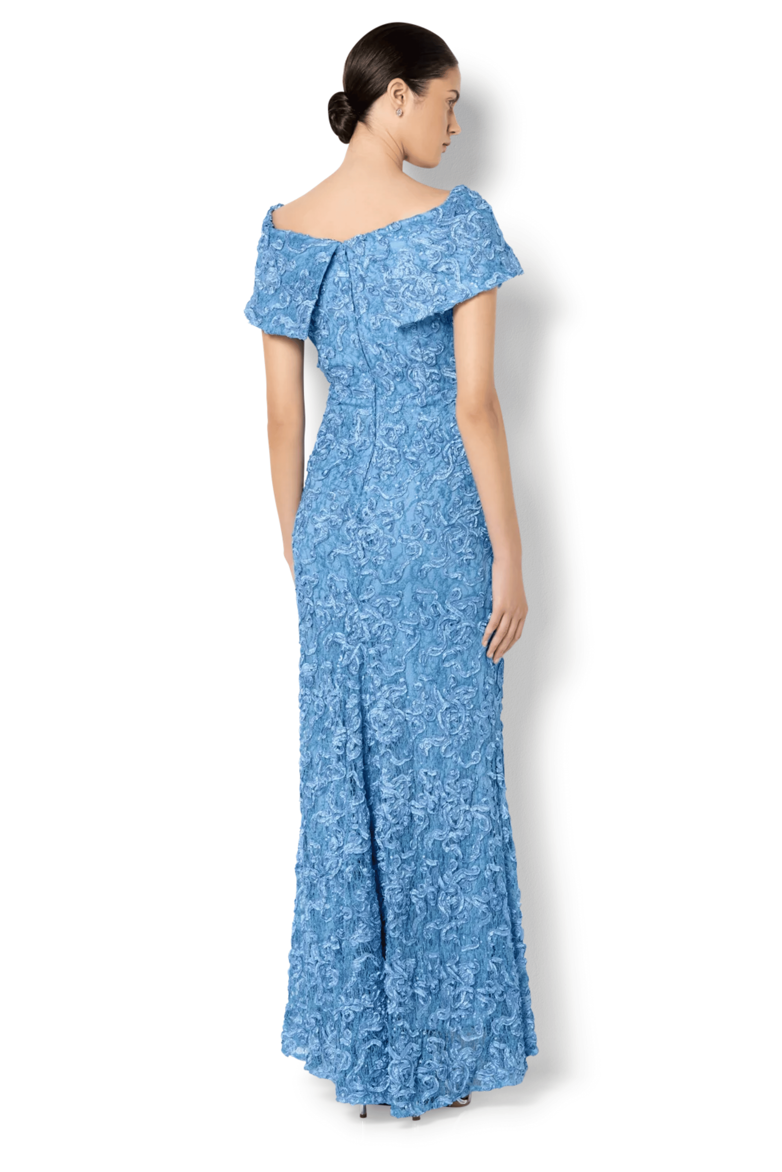 Emerson Off Shoulder Gown in Sky Blue