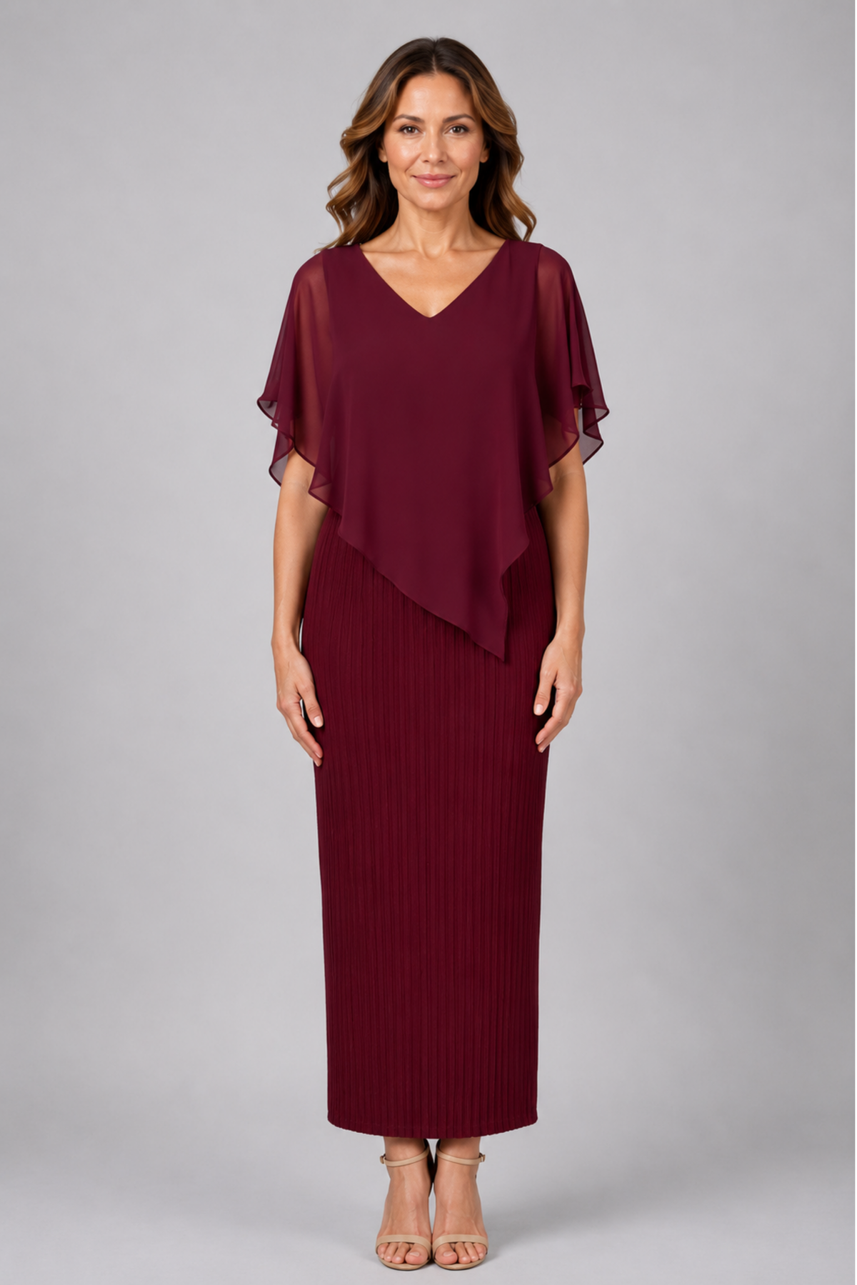 Chiffon Overlay Maxi Dress 224267