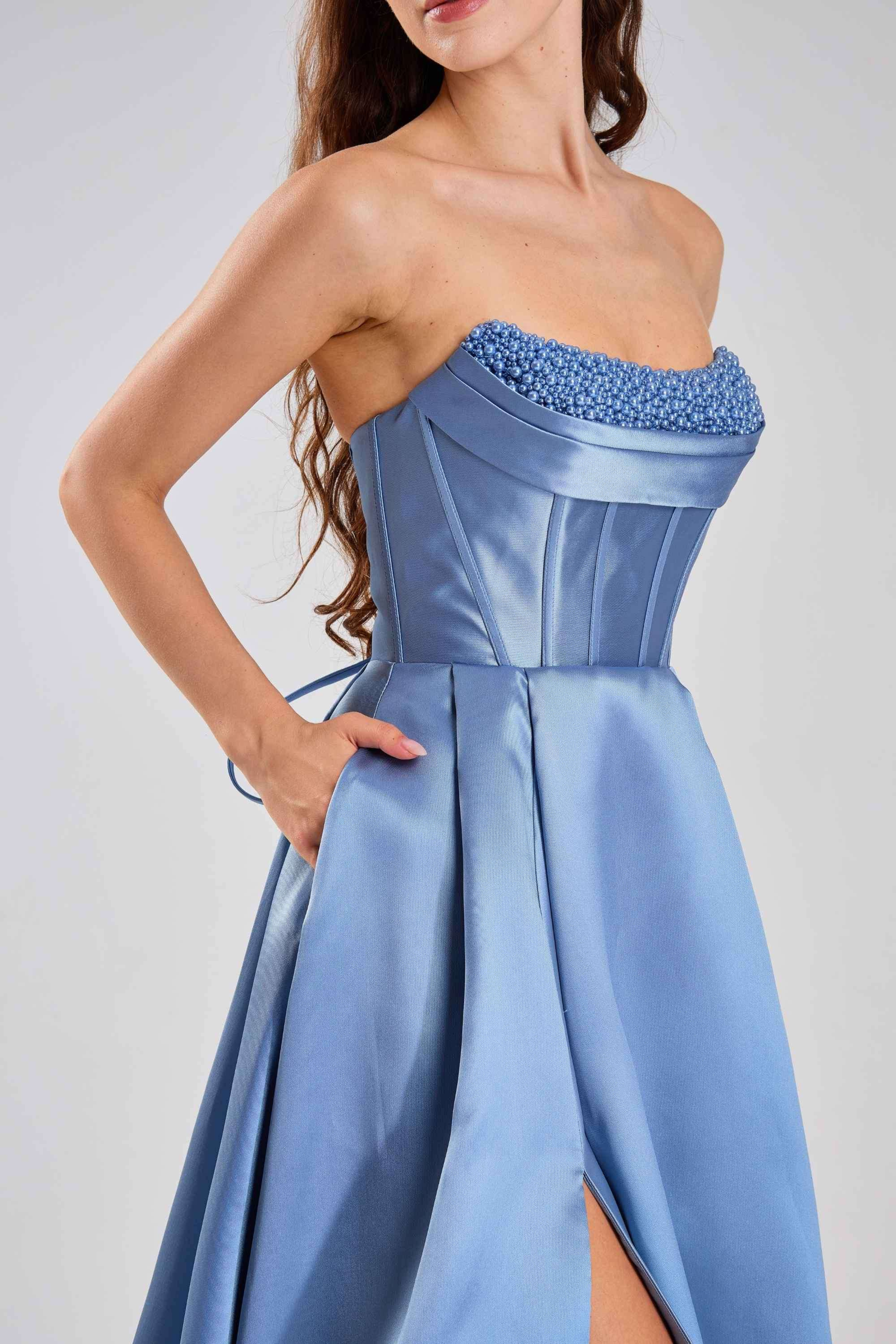 Amaya Strapless Pearl Ballgown