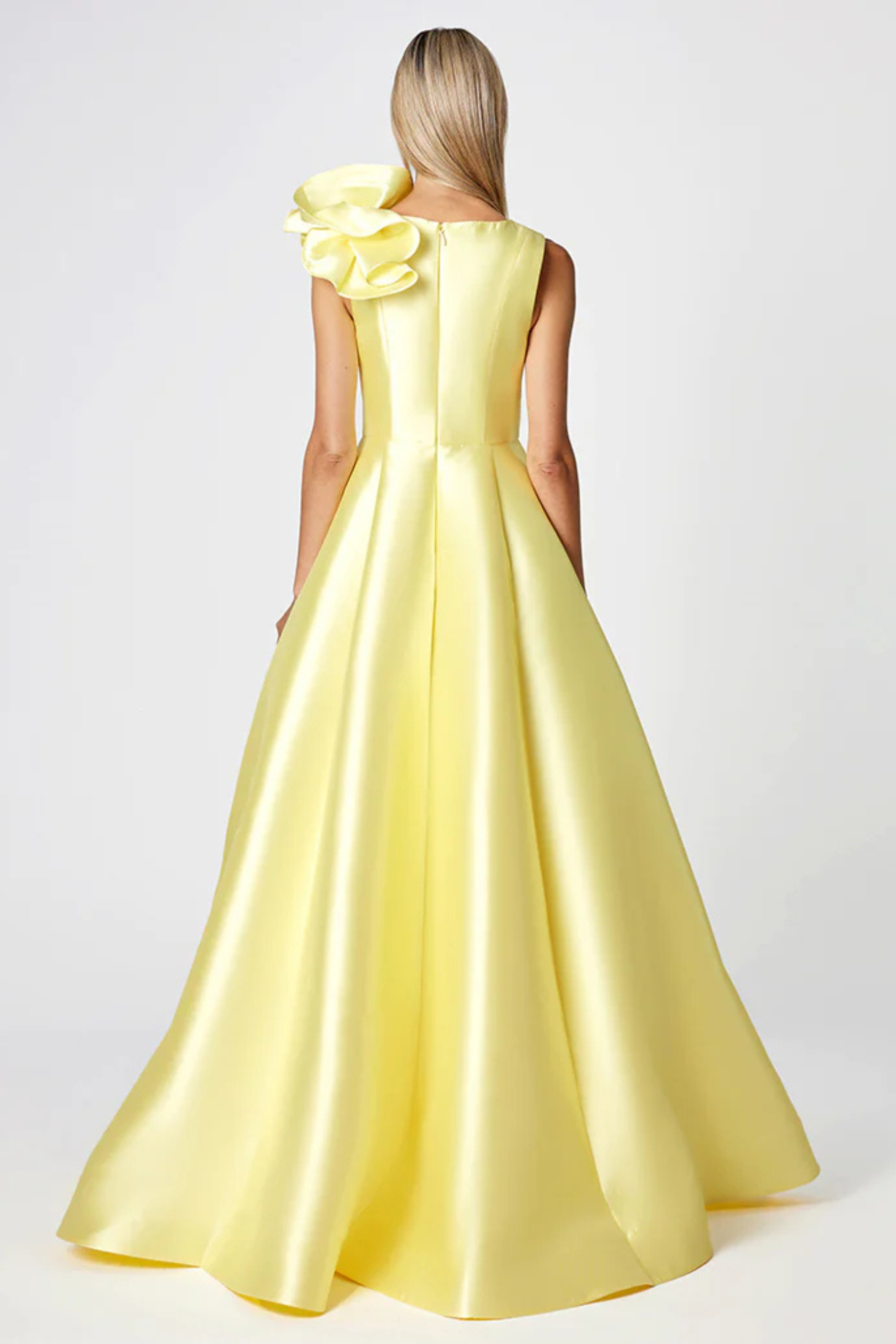 Mirella Vneck Ruffle Gown
