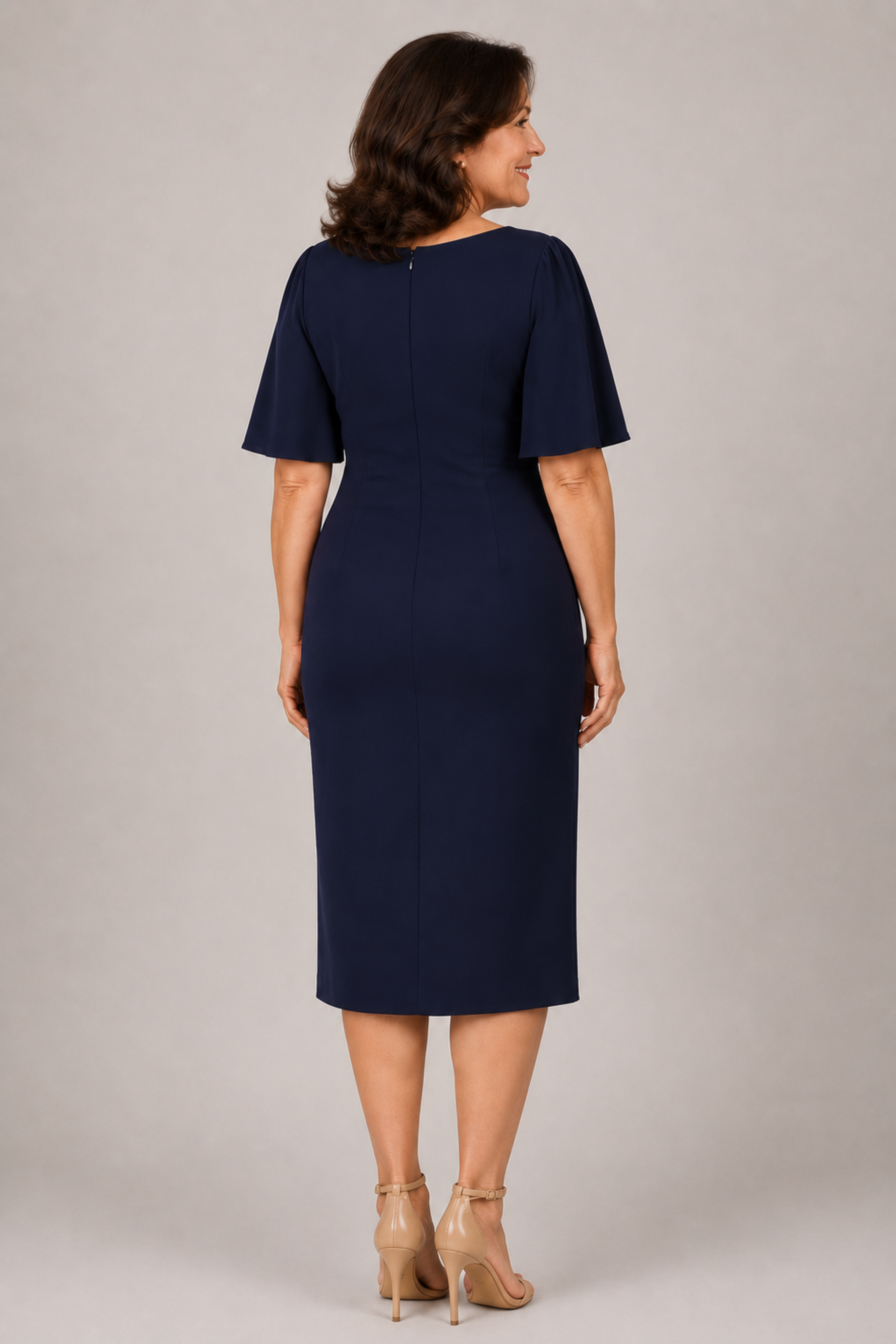 Flutter Sleeve Jersey Midi Dress 225219