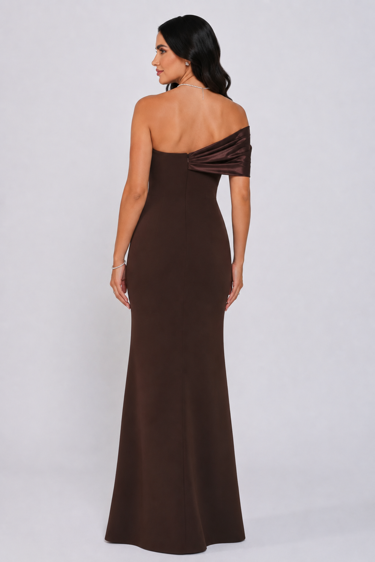 One Shoulder Crystal Embellished Gown 7455