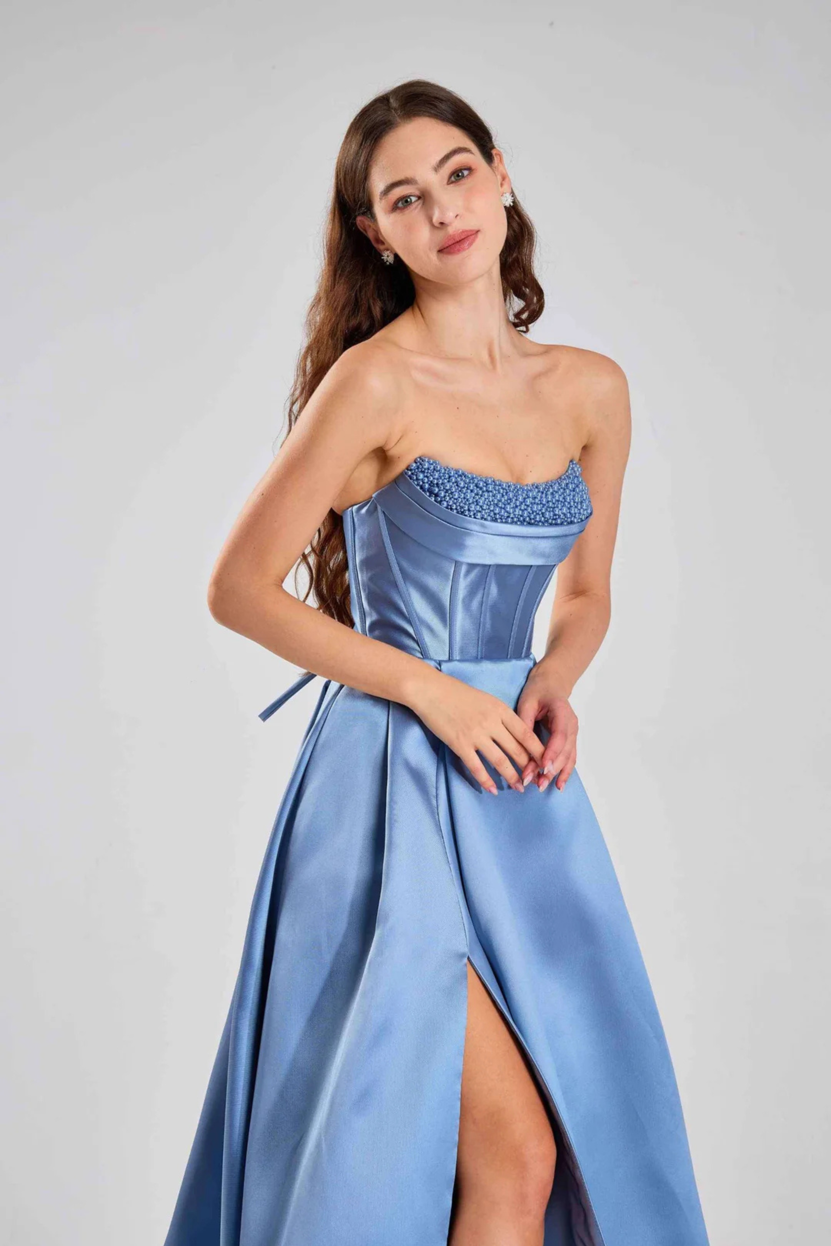 Amaya Strapless Pearl Ballgown