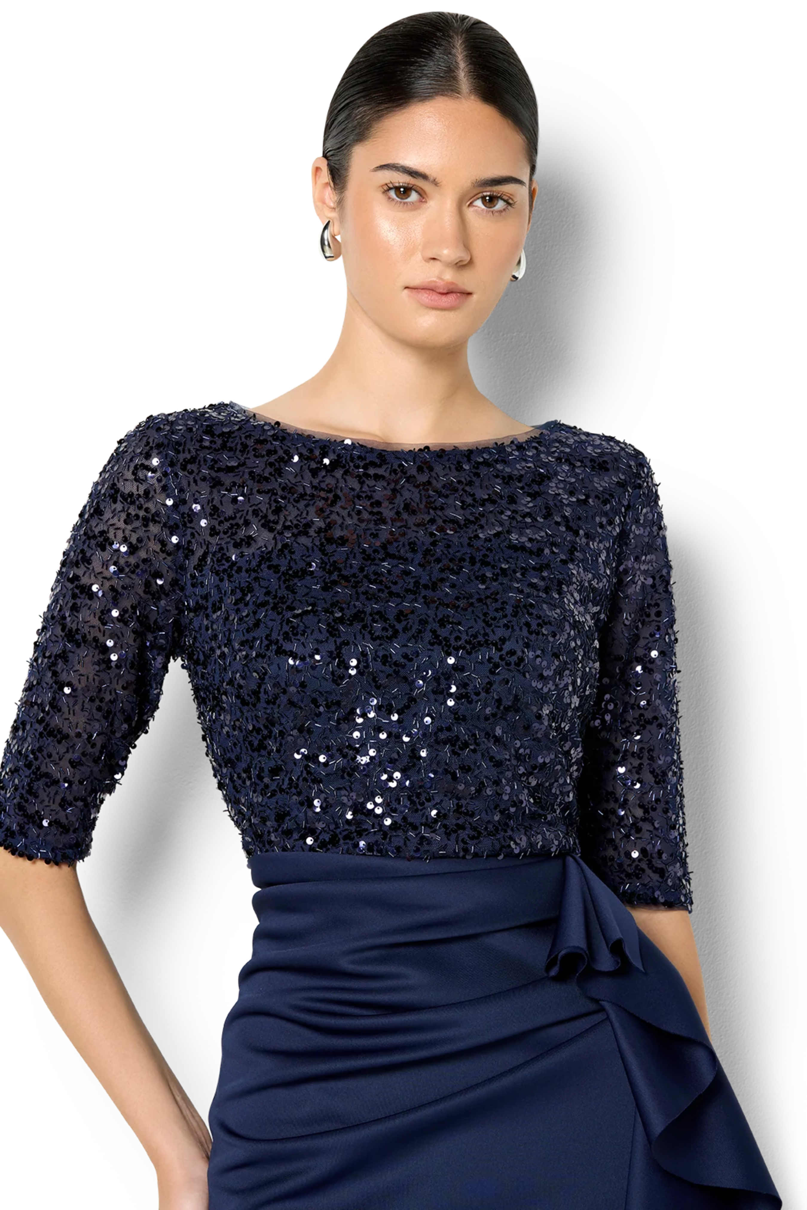 Reeva Navy Sequin Cocktail Dress