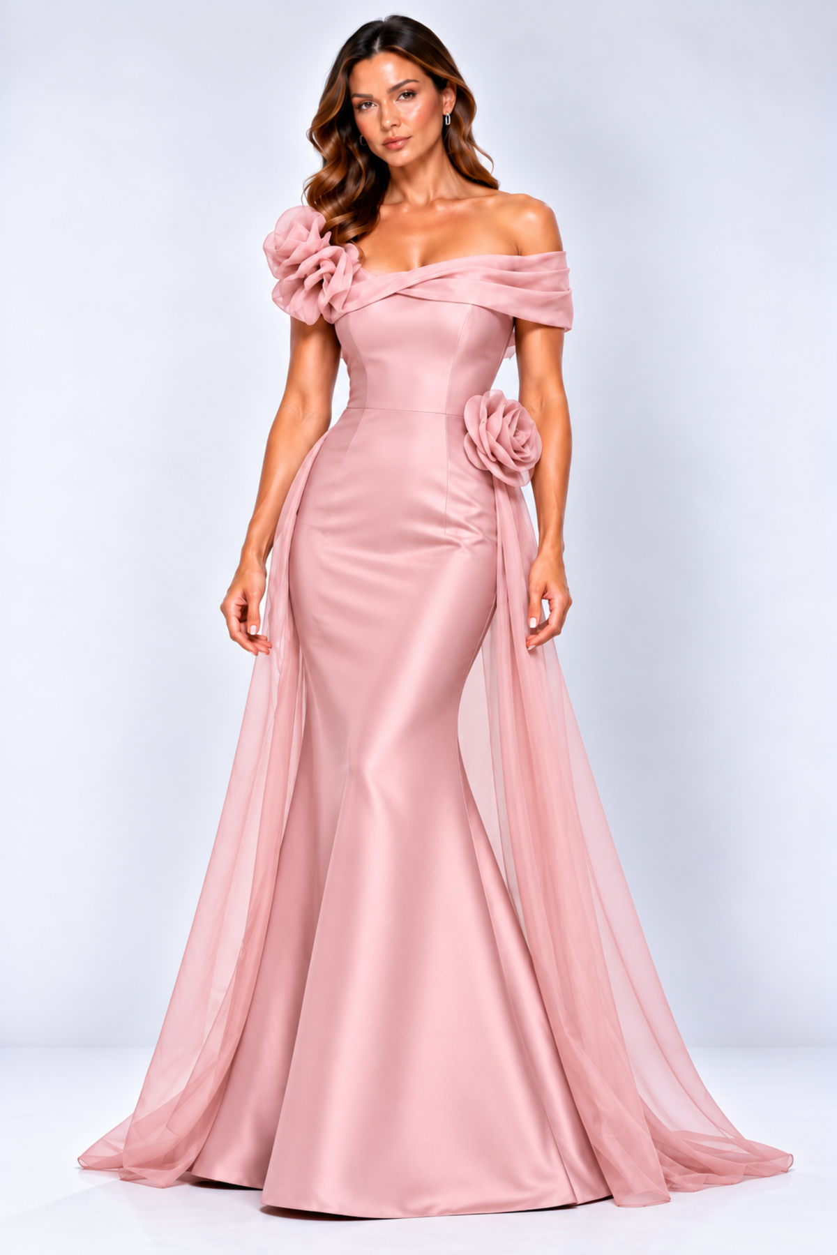 Stretch Mikado Off-Shoulder Asymmetrical Slim Dress 242M3342