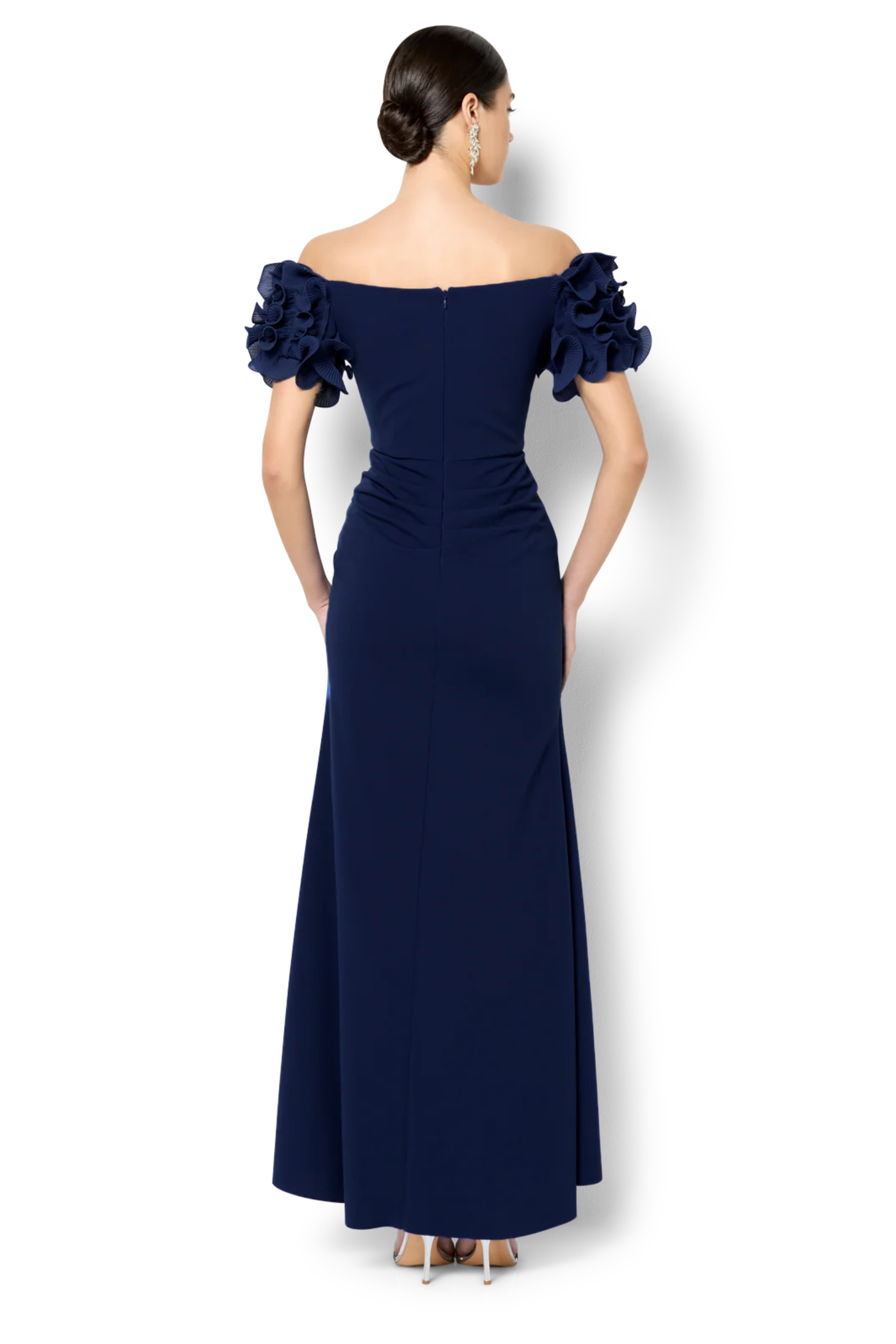 Diana Ruffle Sleeve Gown in Navy