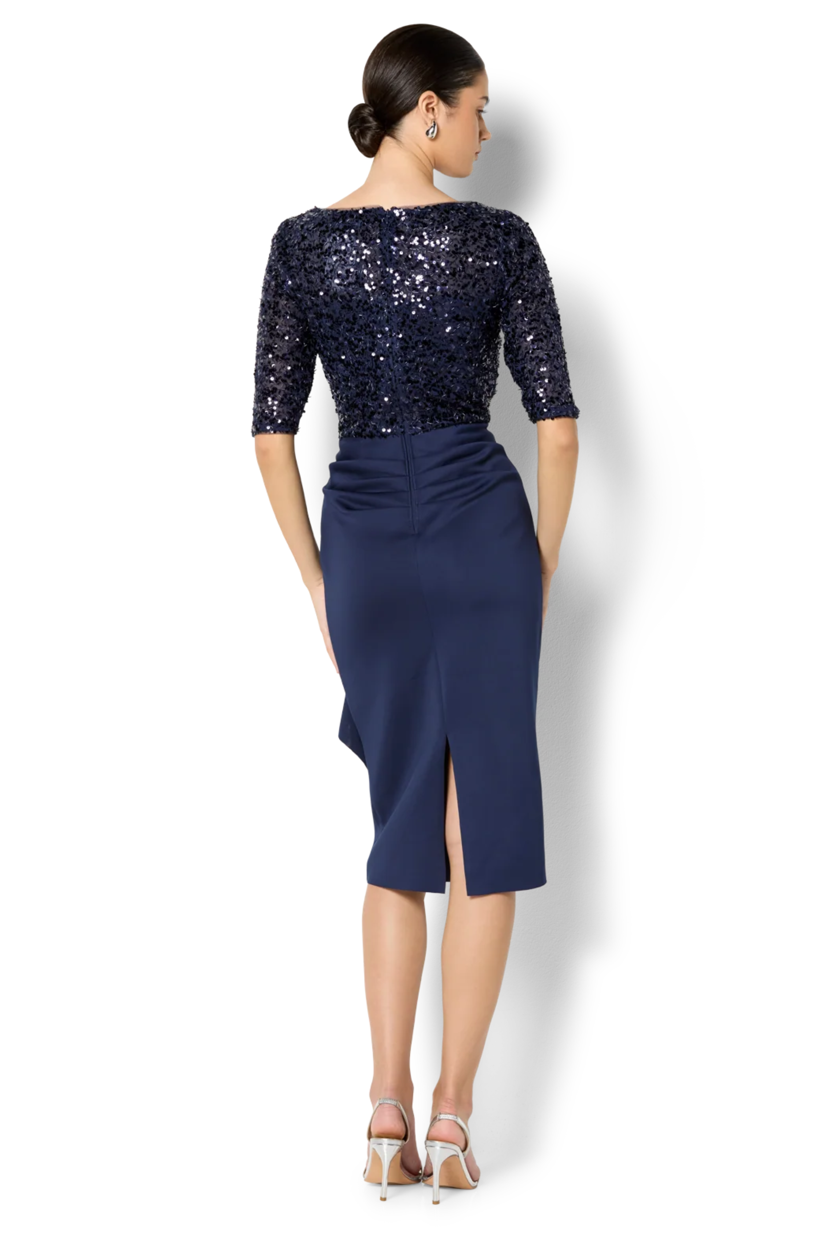 Reeva Navy Sequin Cocktail Dress