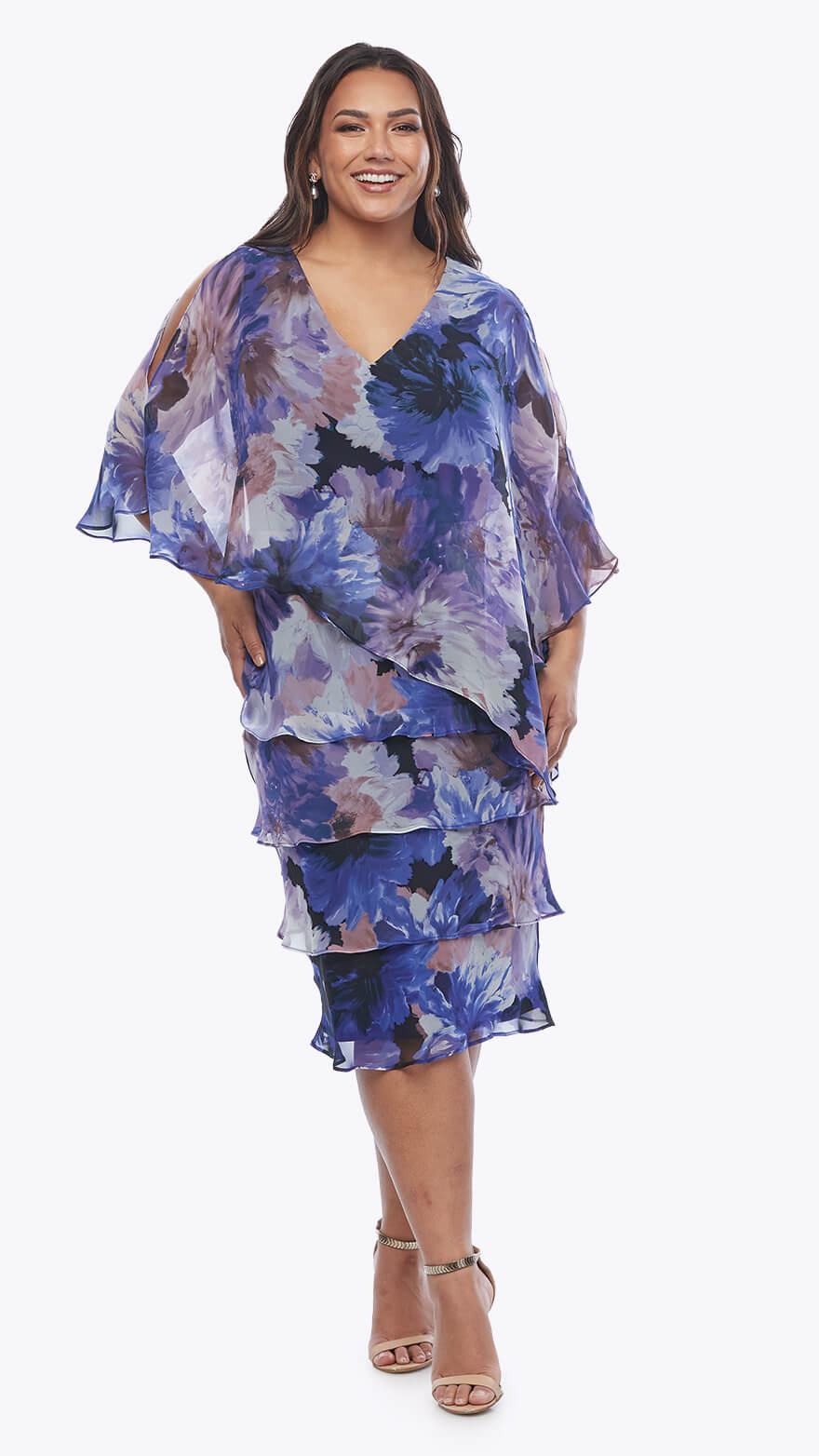 Printed Layered Chiffon Dress LJ0571