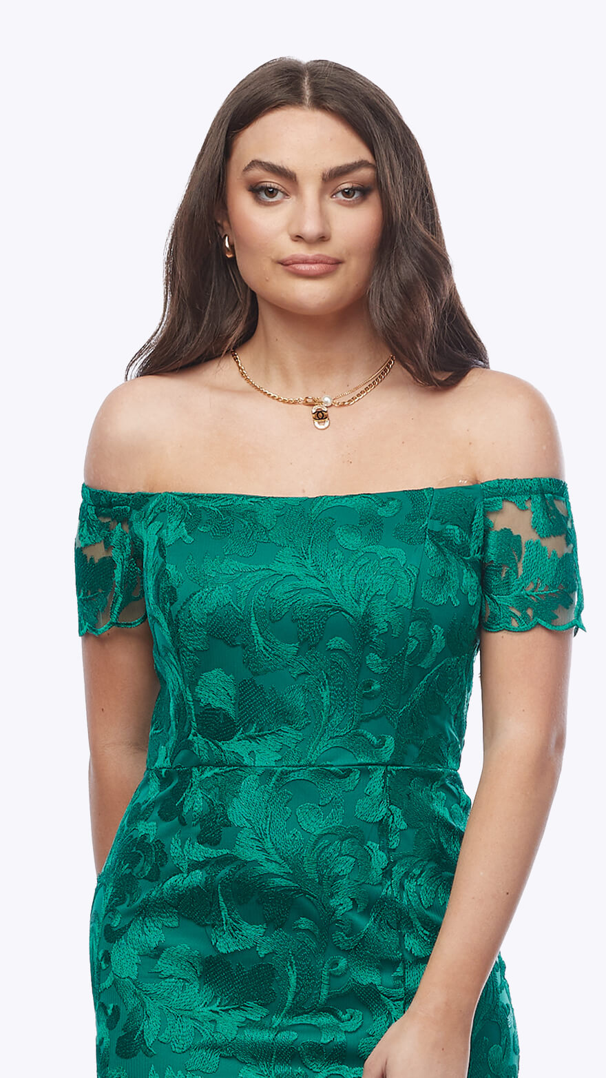 Off Shoulder Embroidered Mesh Midi Dress Z0411 Off Shoulder Embroidered Mesh Midi Dress Z0411
