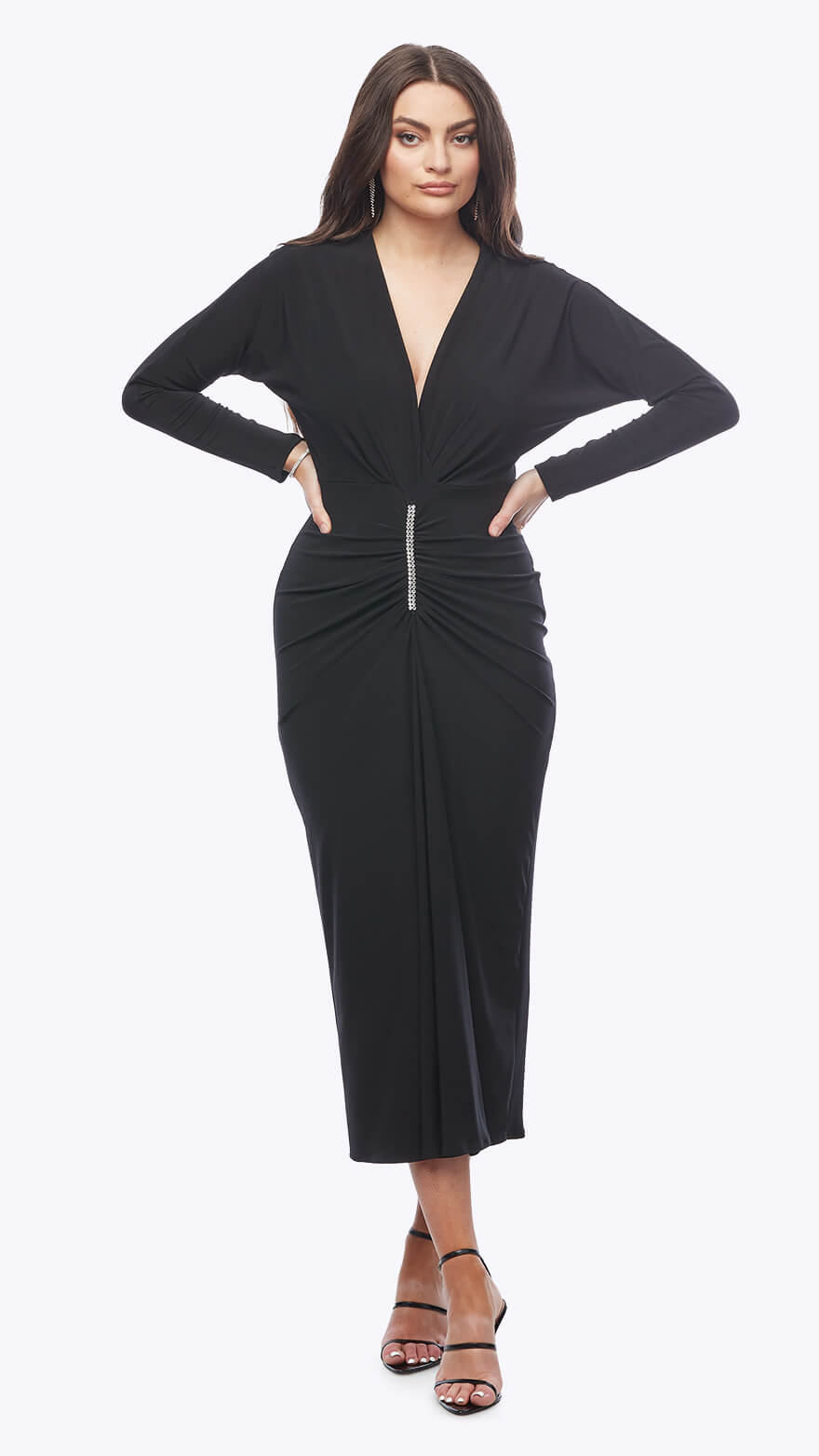 Rouched Jersey Dress with Diamante Trim Z0397