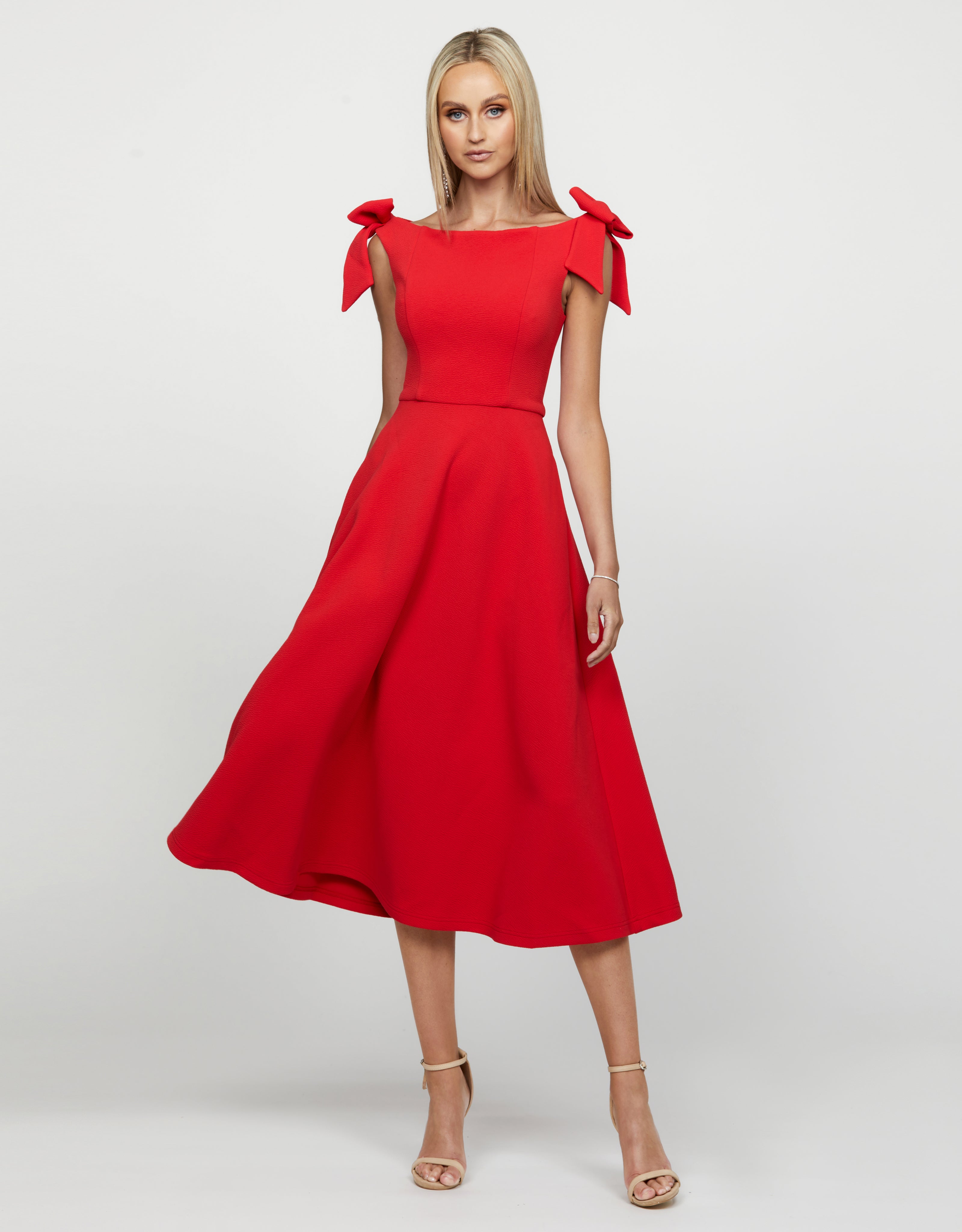 Valentina Off Shoulder Bow Midi