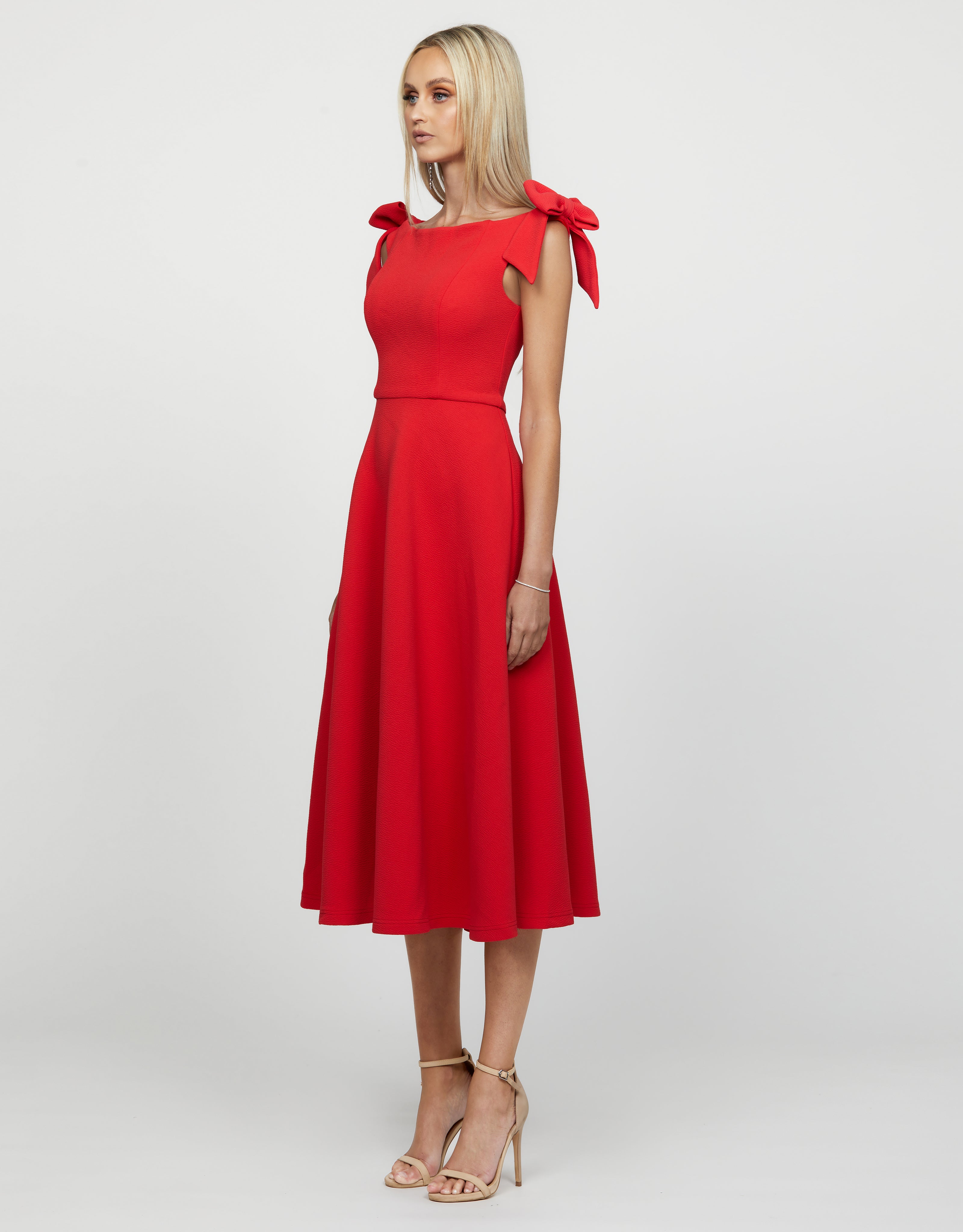 Valentina Off Shoulder Bow Midi