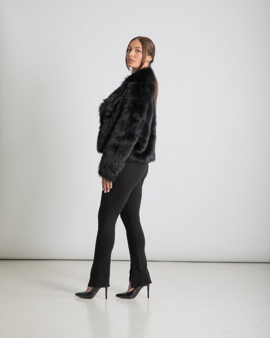 Faux fur coat black zara best sale