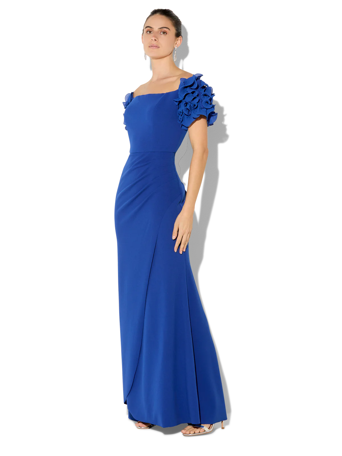 Diana Sapphire Ruffle Sleeve Gown