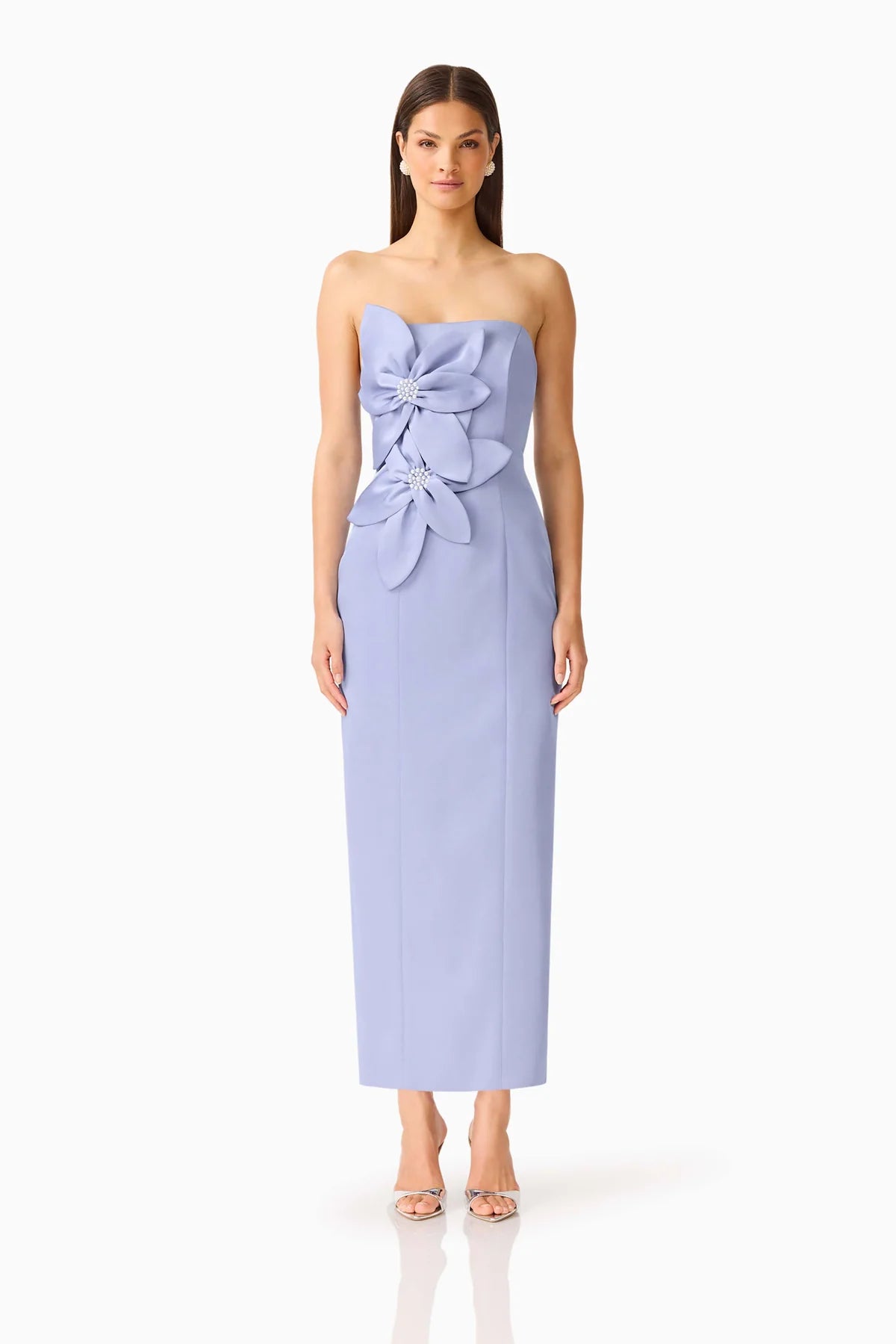 Lunelle Column Midi Dress in Stone Blue