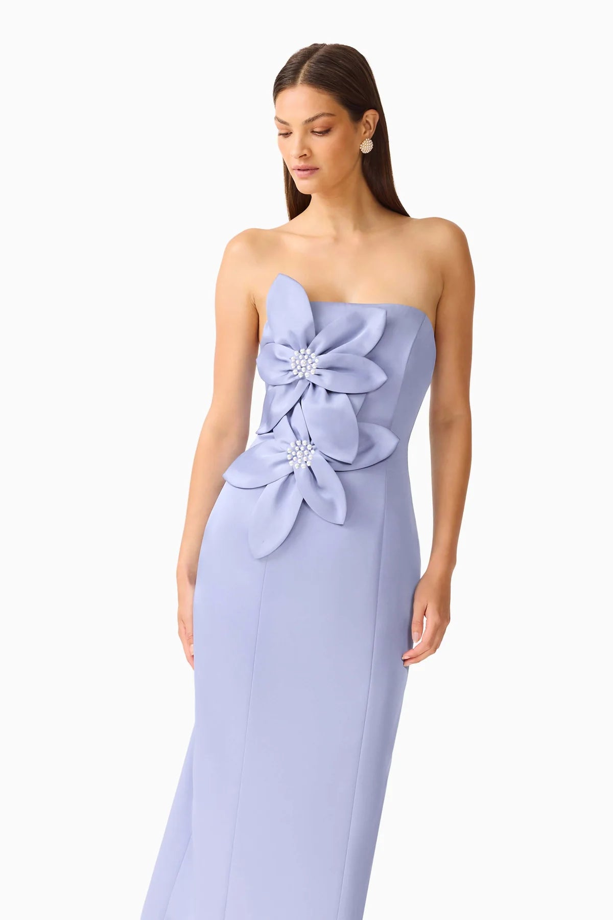 Lunelle Column Midi Dress in Stone Blue