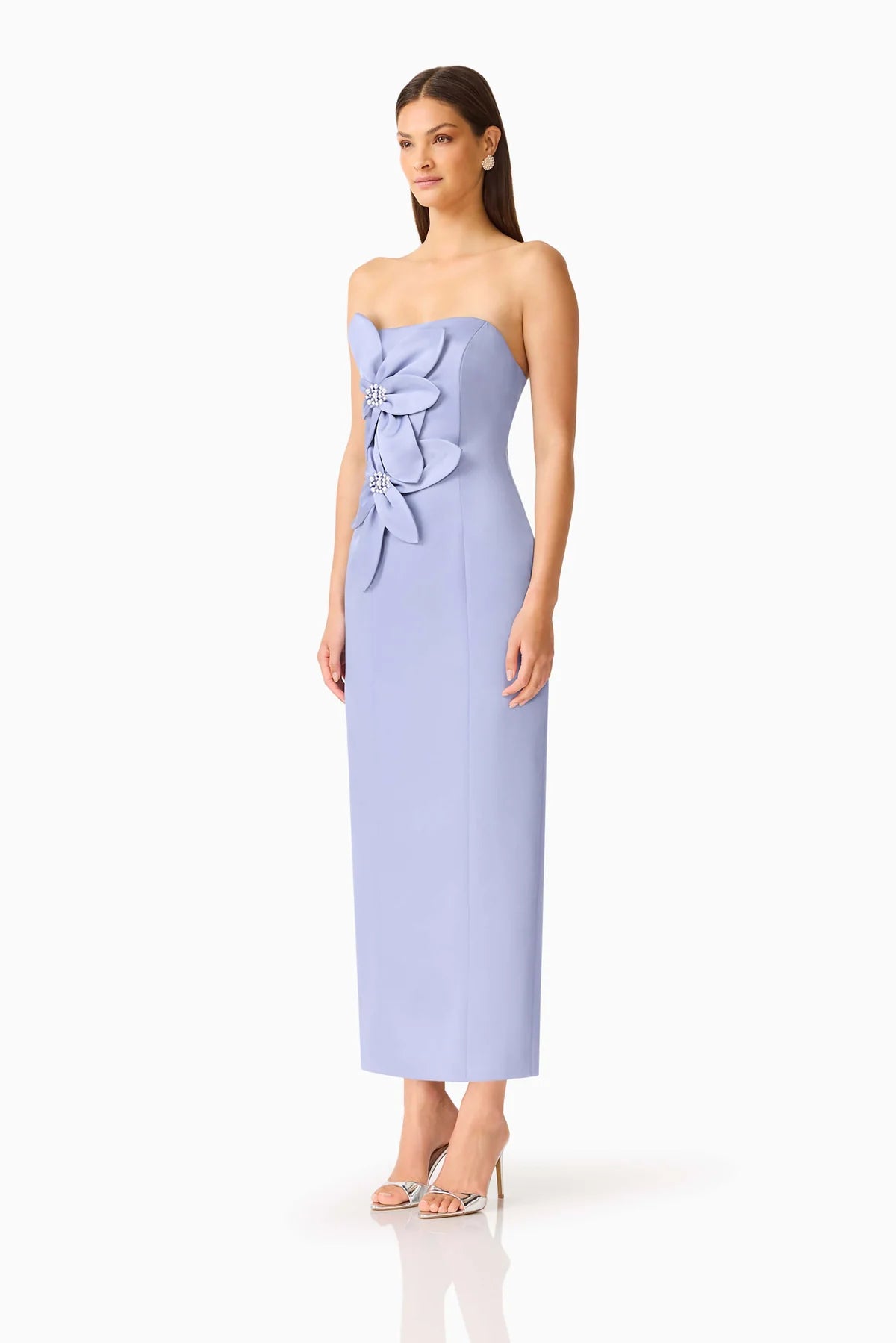Lunelle Column Midi Dress in Stone Blue