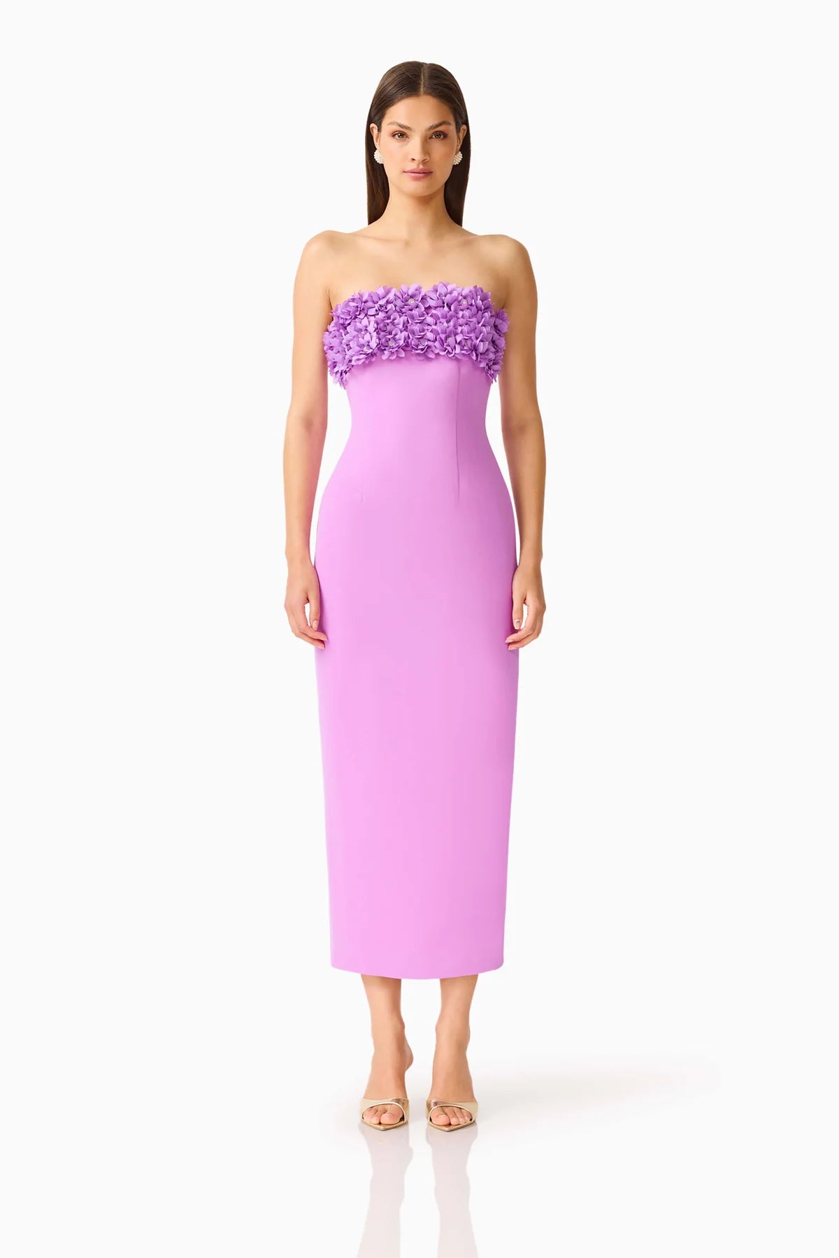 Solenne Column Midi Dress in Purple