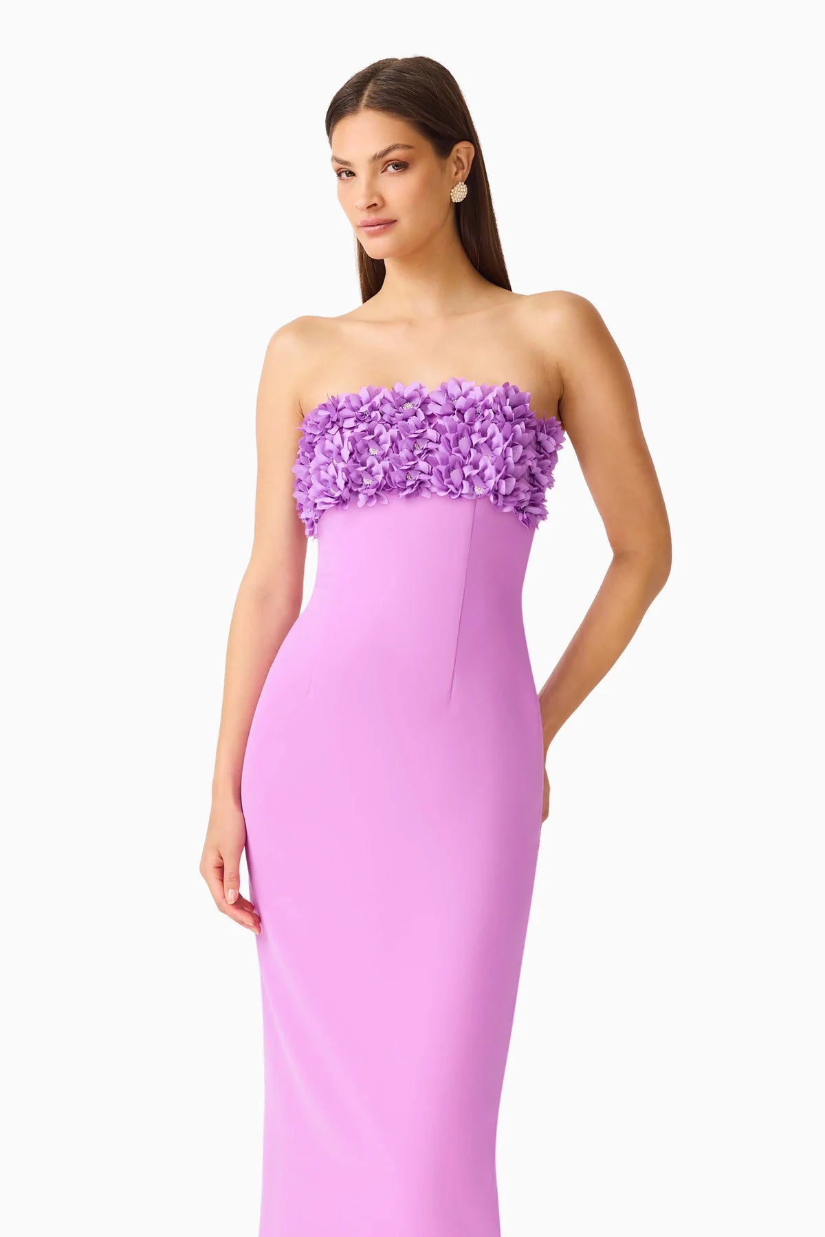 Solenne Column Midi Dress in Purple