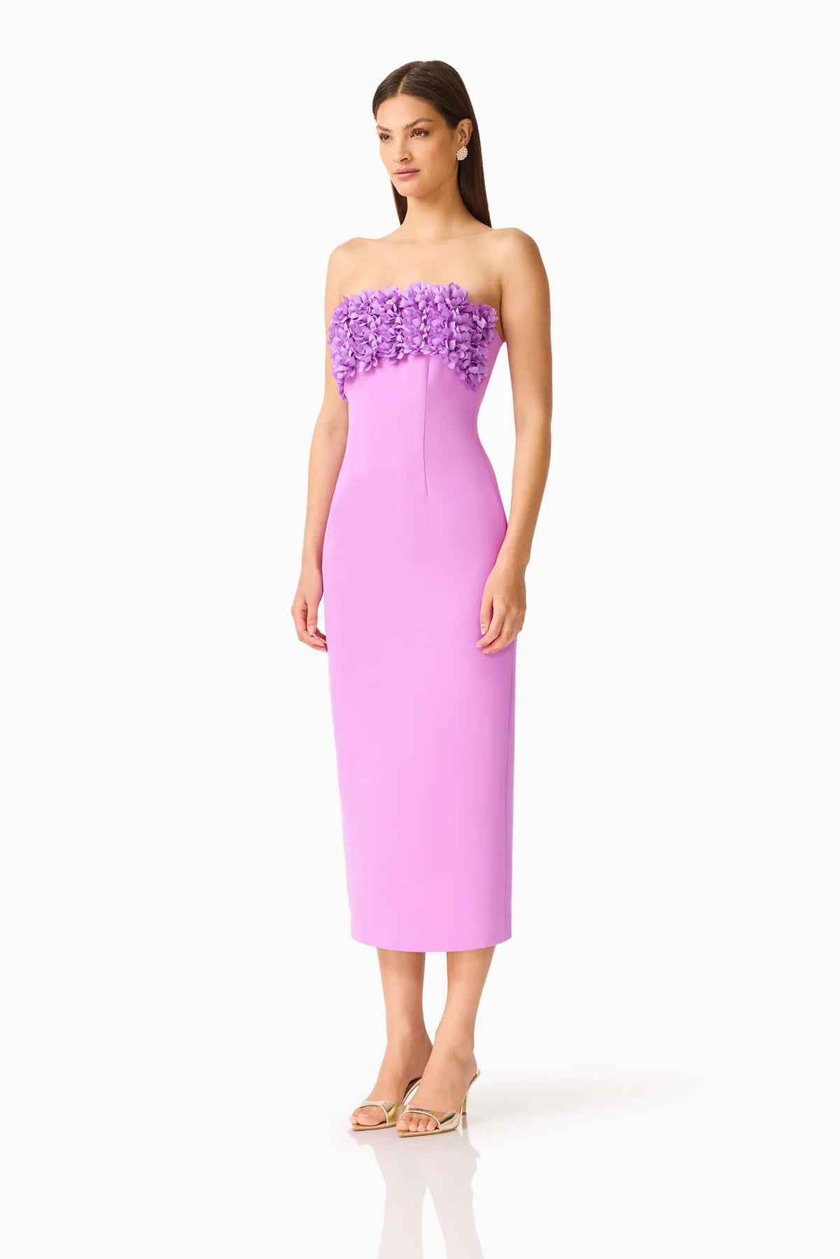 Solenne Column Midi Dress in Purple