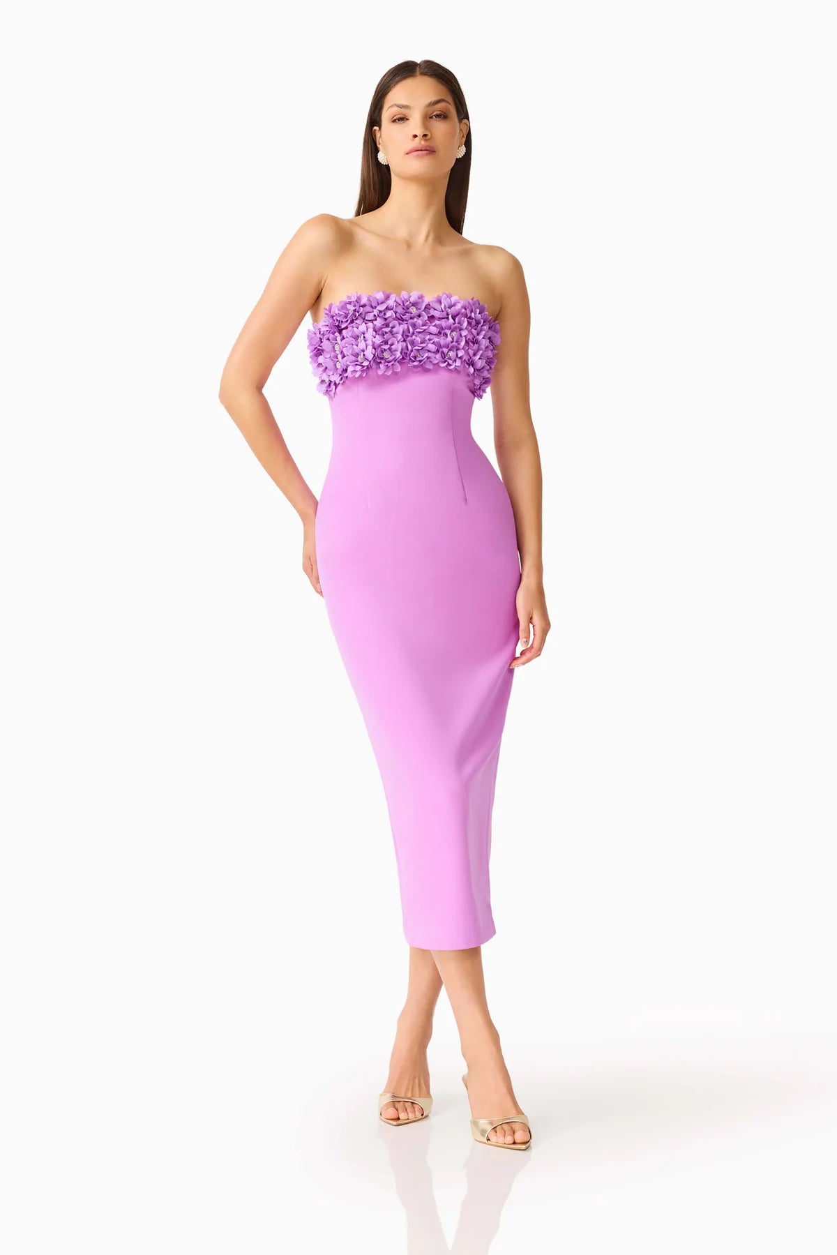 Solenne Column Midi Dress in Purple