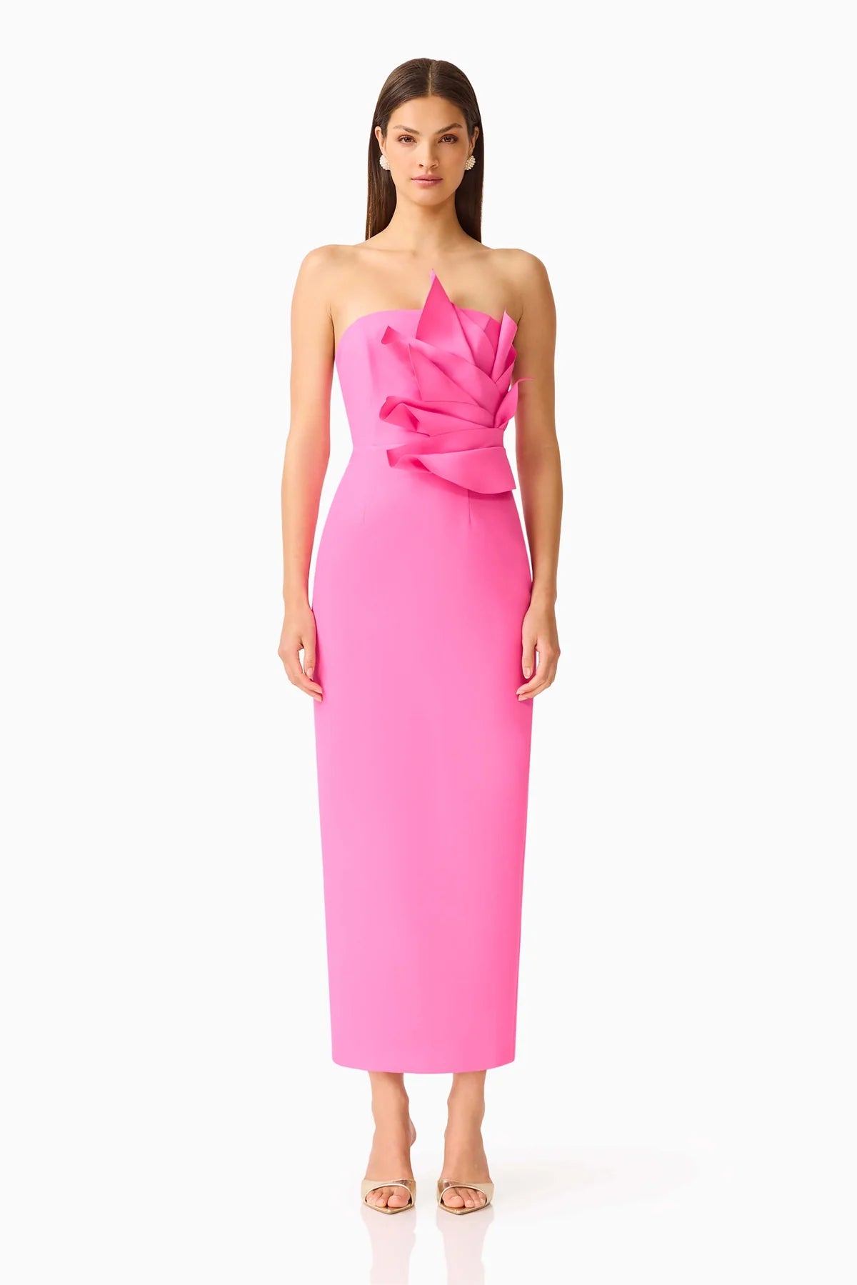 Laurentia Strapless Column Midi in Pink